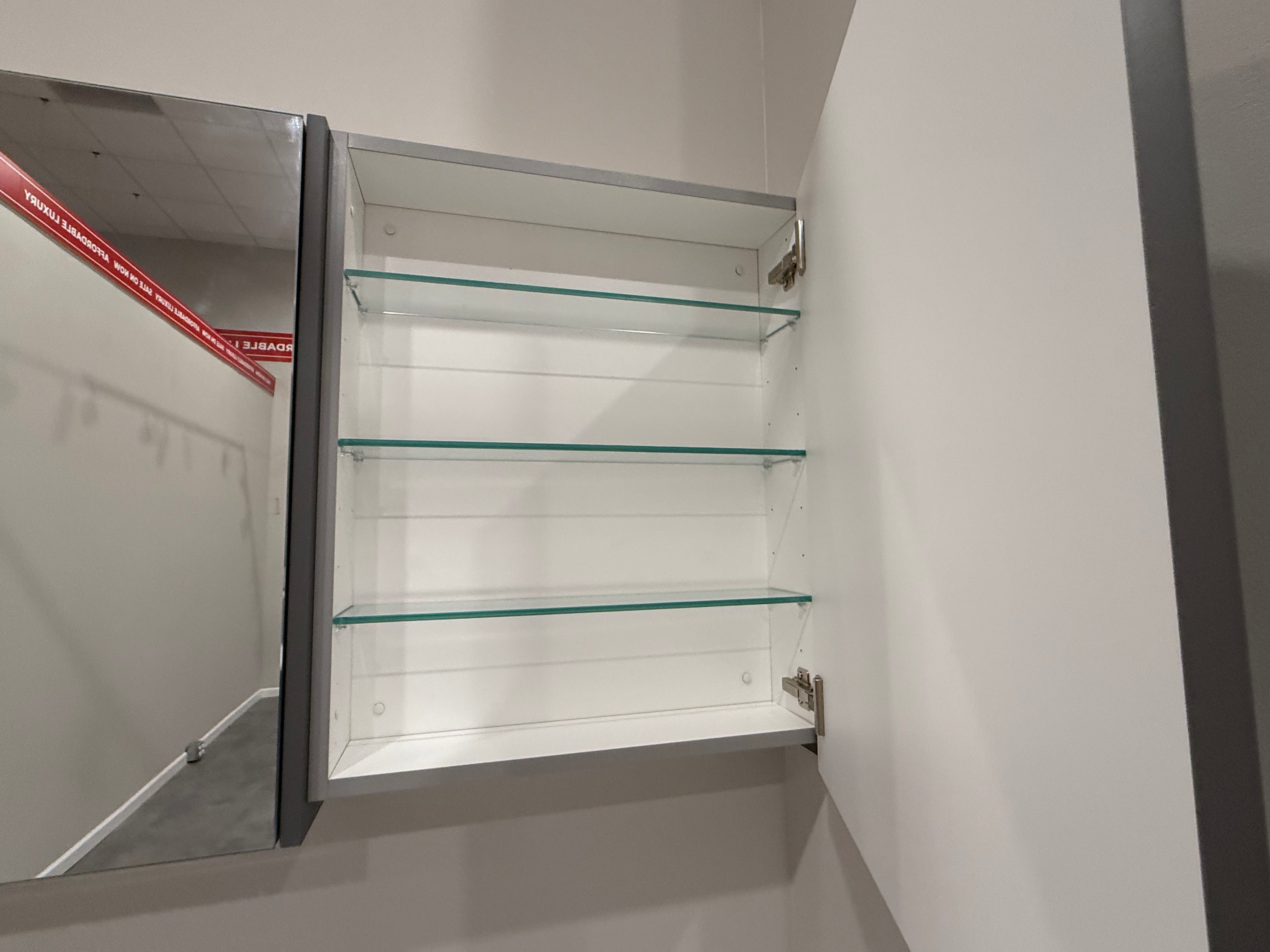 Grey Shaker Single Vanity with Mirror Cabinet