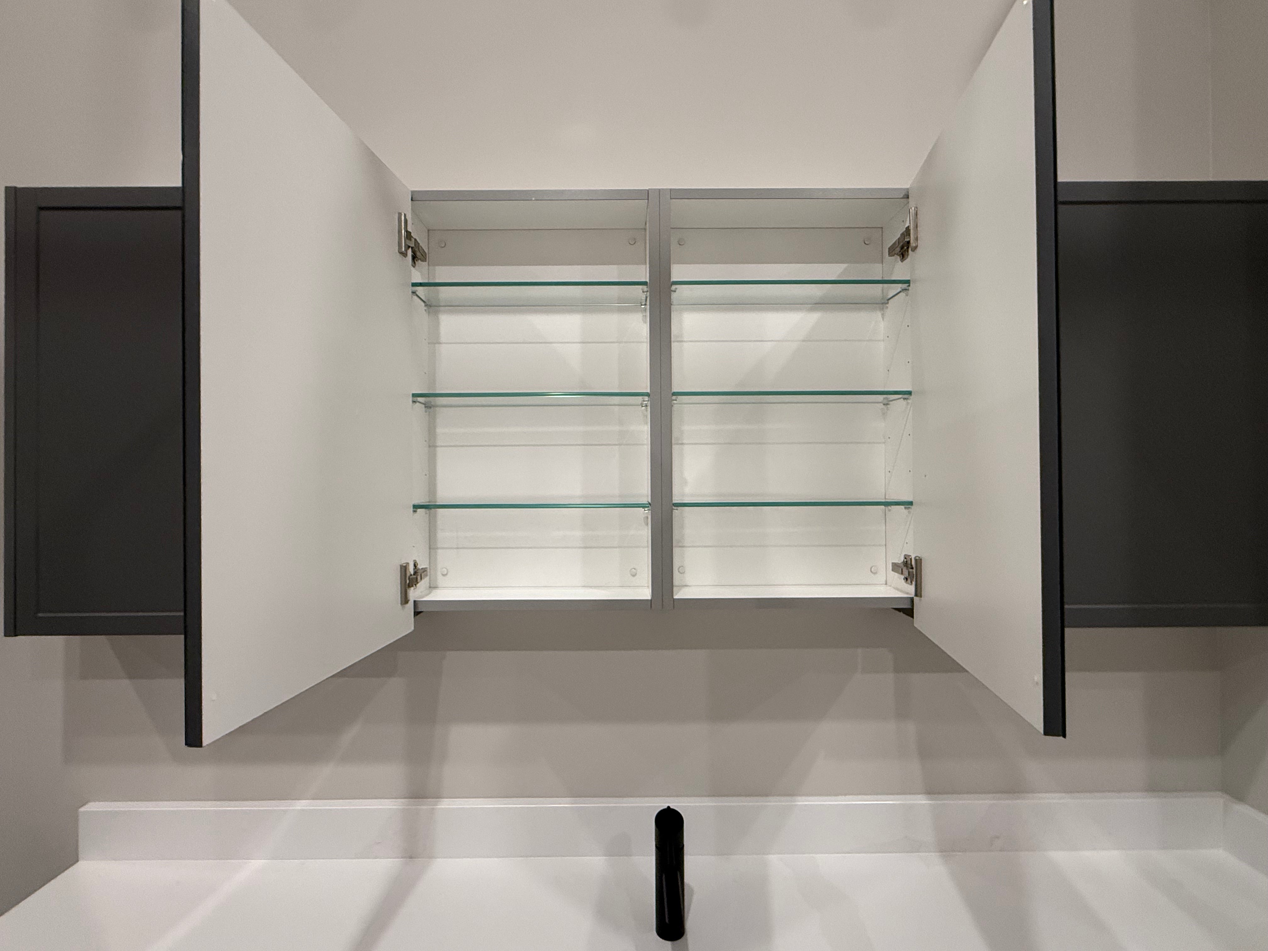 Grey Shaker Single Vanity with Mirror Cabinet