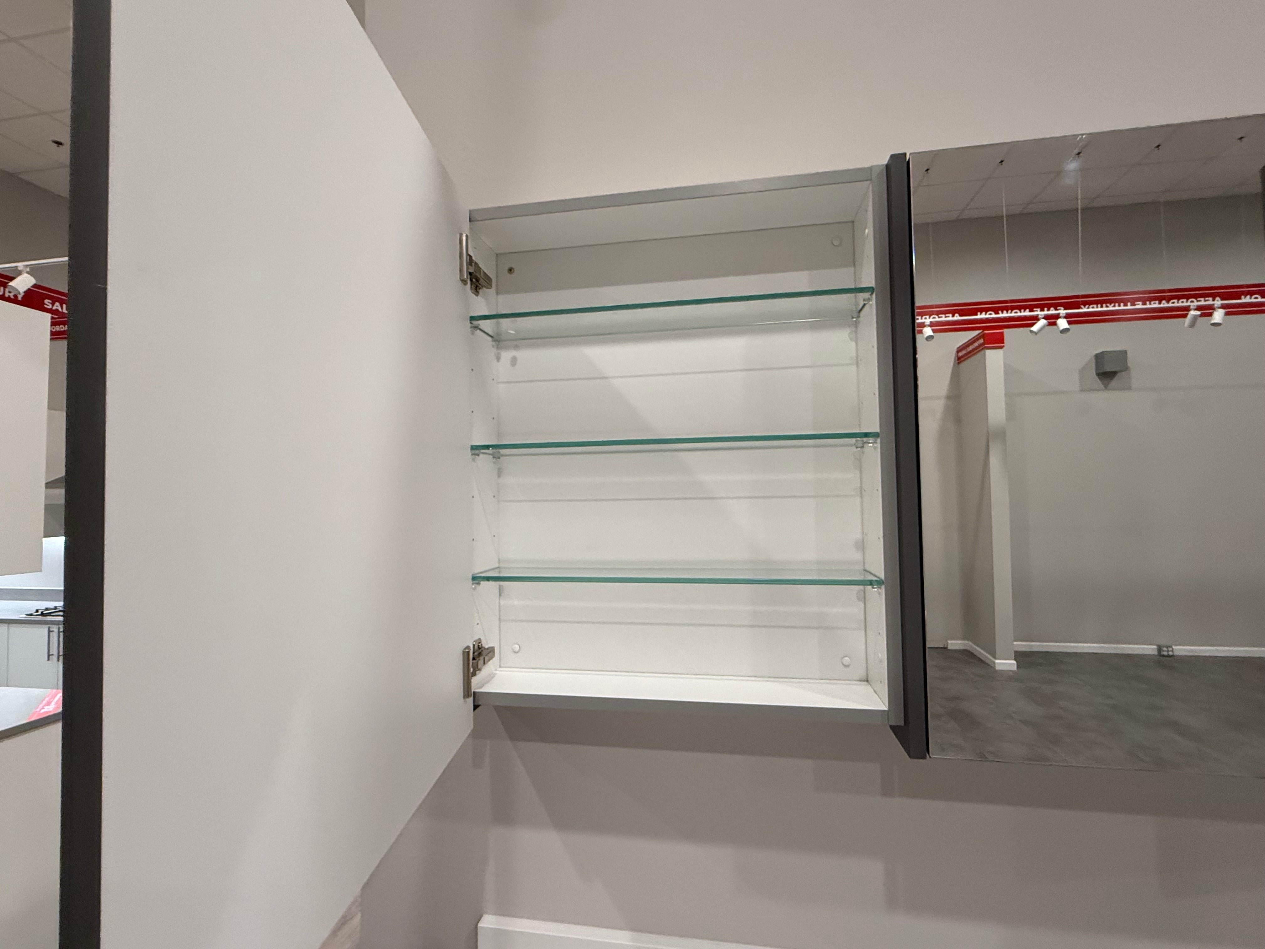 Grey Shaker Single Vanity with Mirror Cabinet