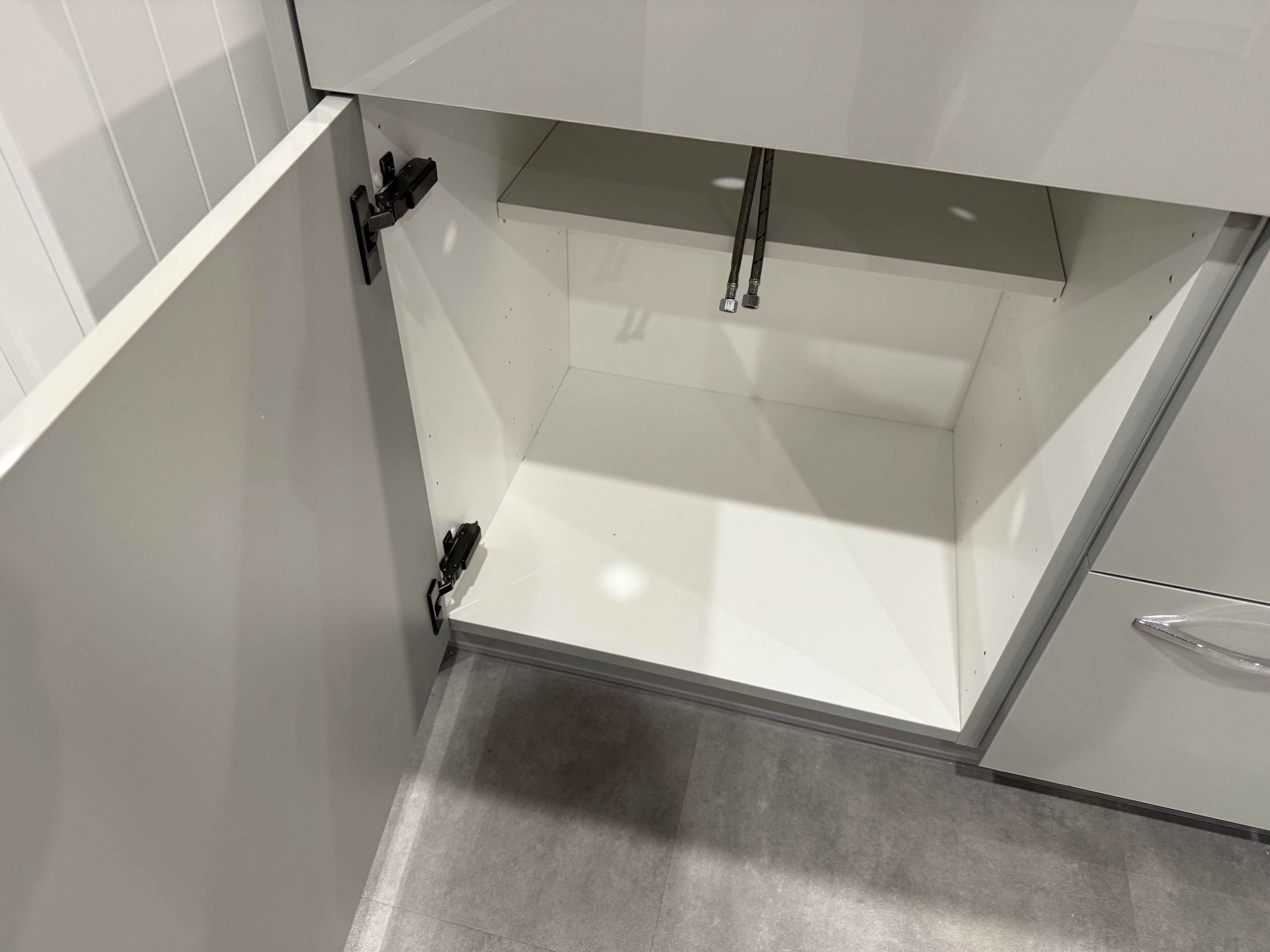 Grey Slab Double Vanity with Two Mirror Cabinets