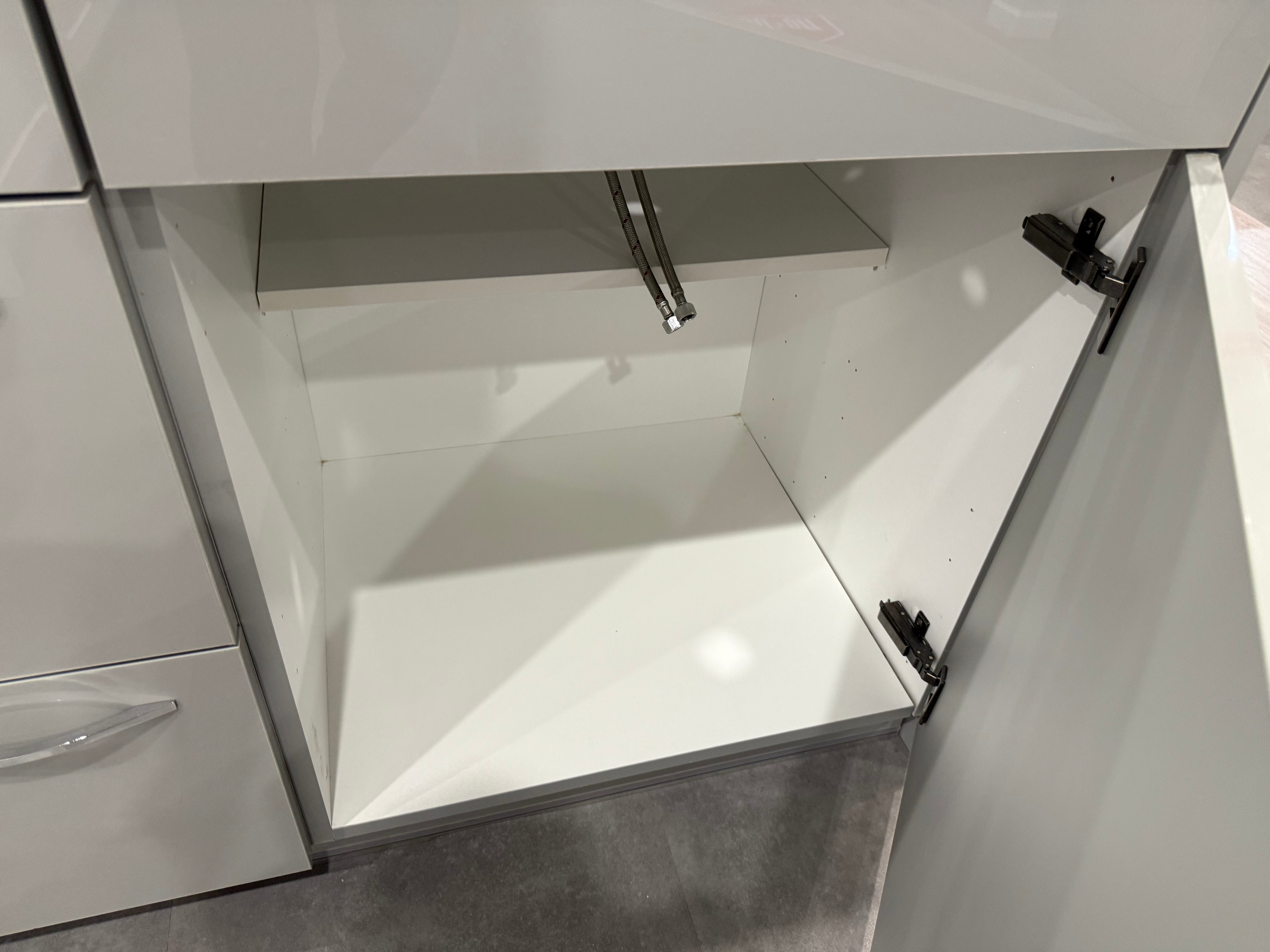 Grey Slab Double Vanity with Two Mirror Cabinets