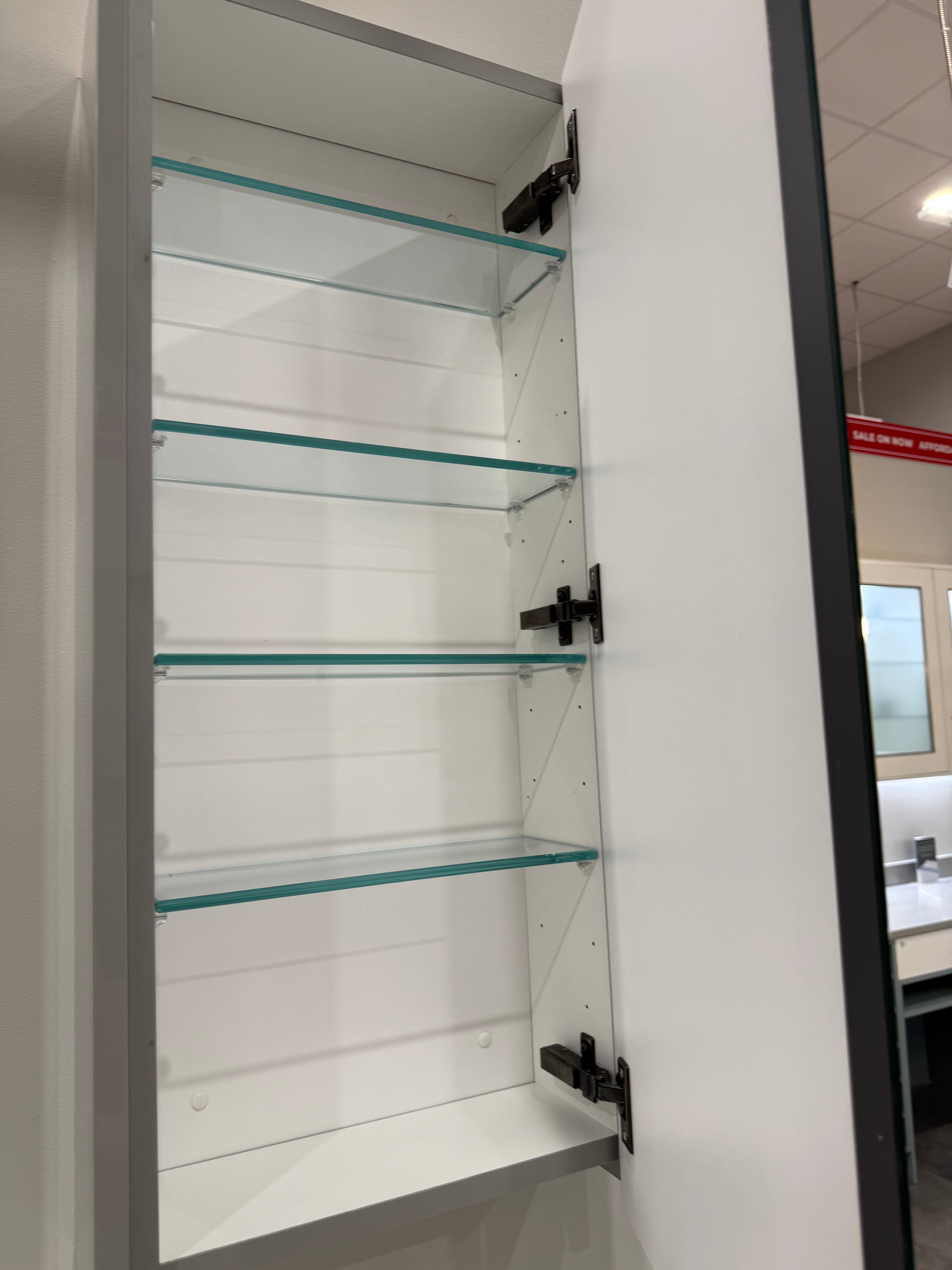 Grey Slab Double Vanity with Two Mirror Cabinets