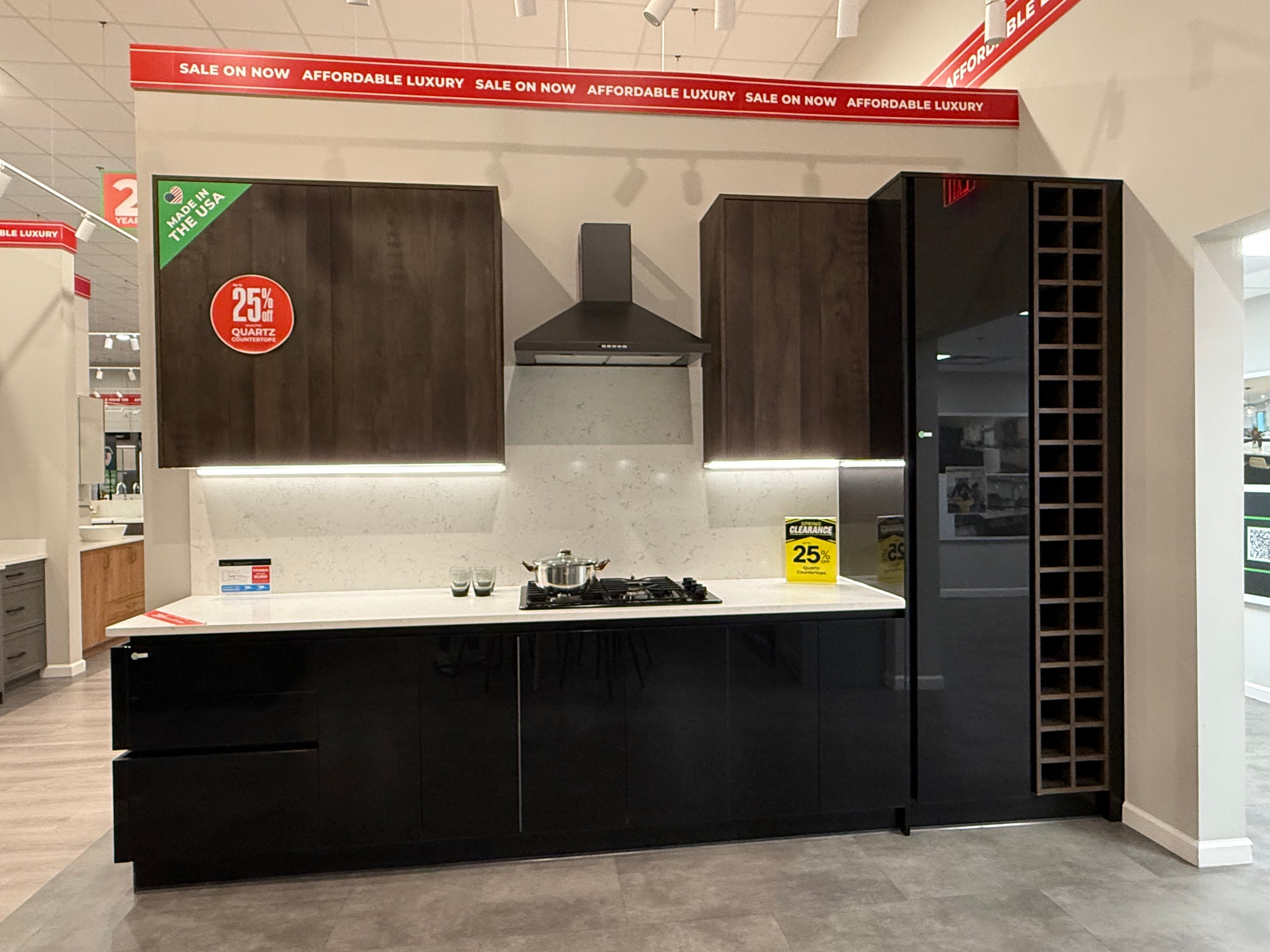 Wren Milano Elements Swiss Oak Matte & Ultra Nero Glass Pantry Wall