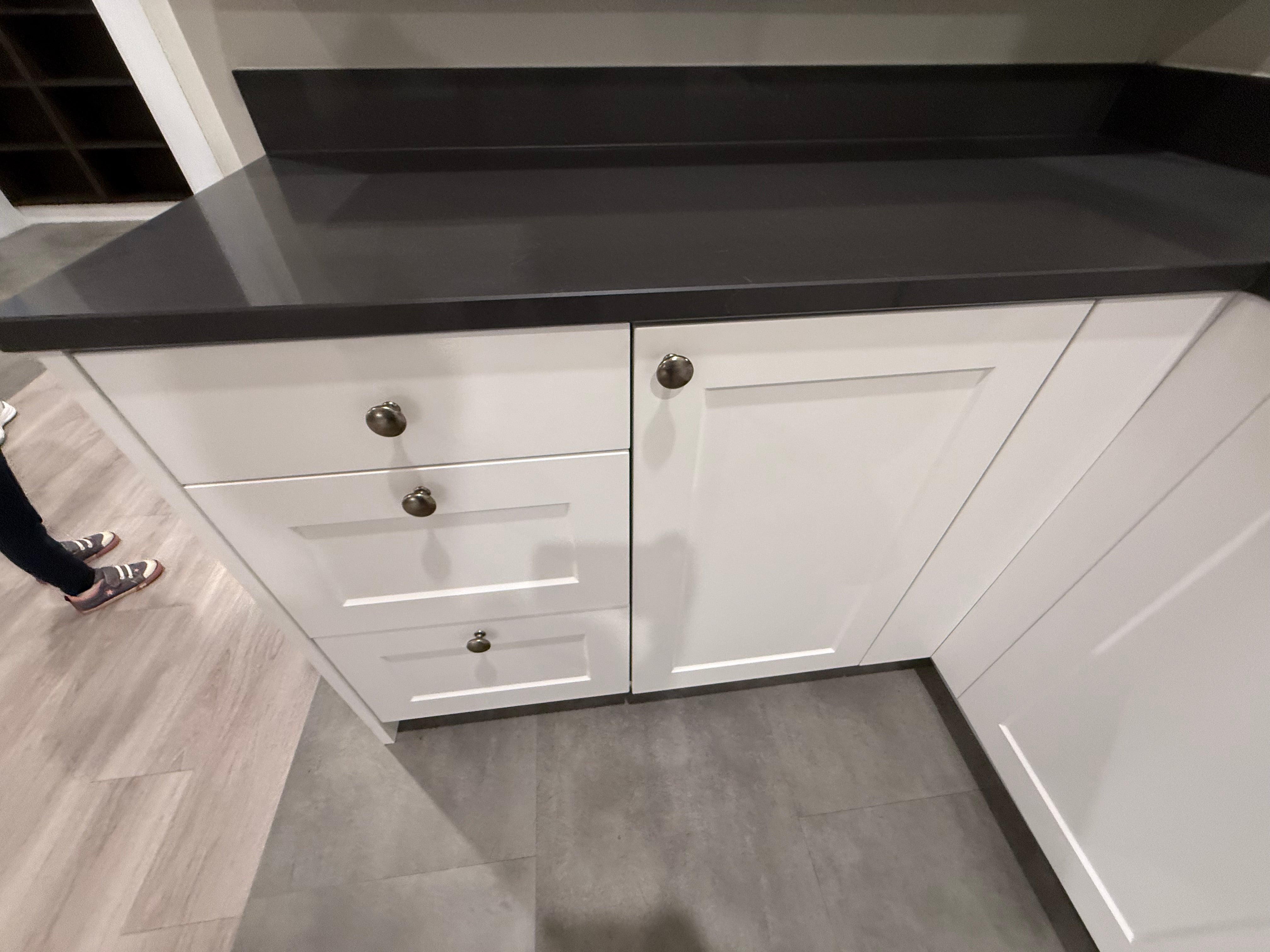 White Shaker Single Corner Vanity with Linen Cabinet