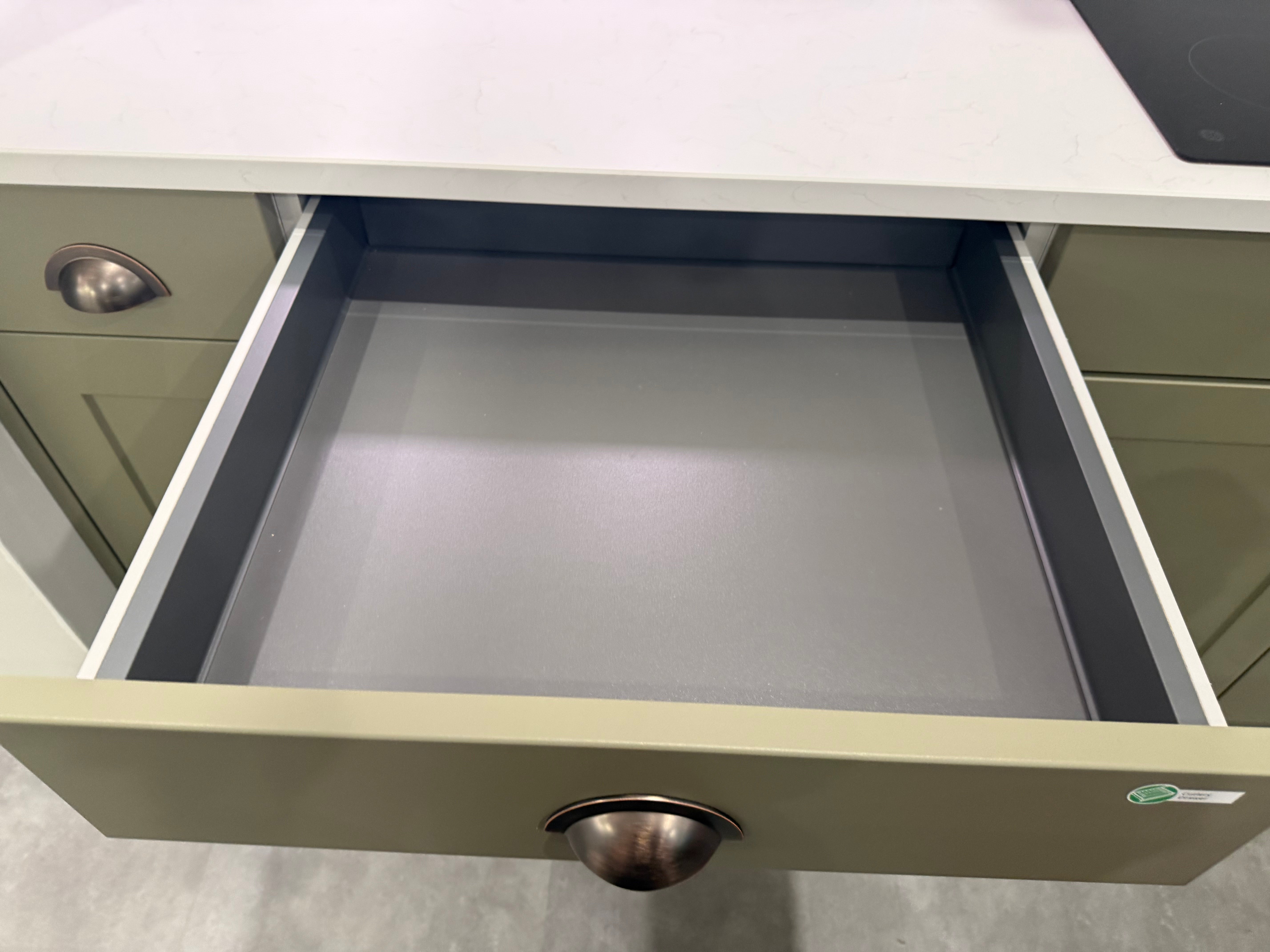 Wren Shaker Chelsea Juratek Olive Green & Ceramic Matte Kitchen