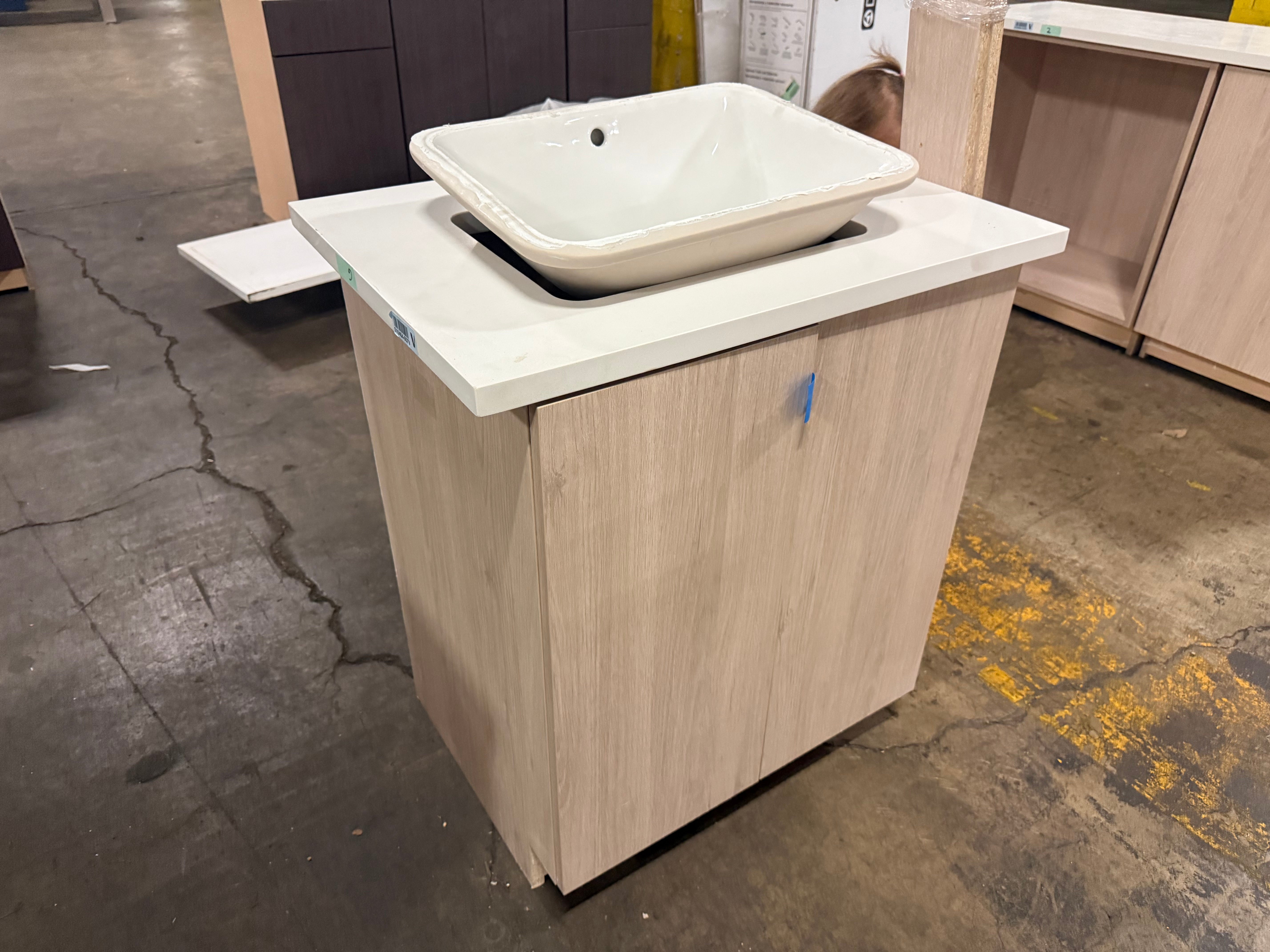 High-end 27 inch wood grain vanity for luxury powder rooms and bathrooms