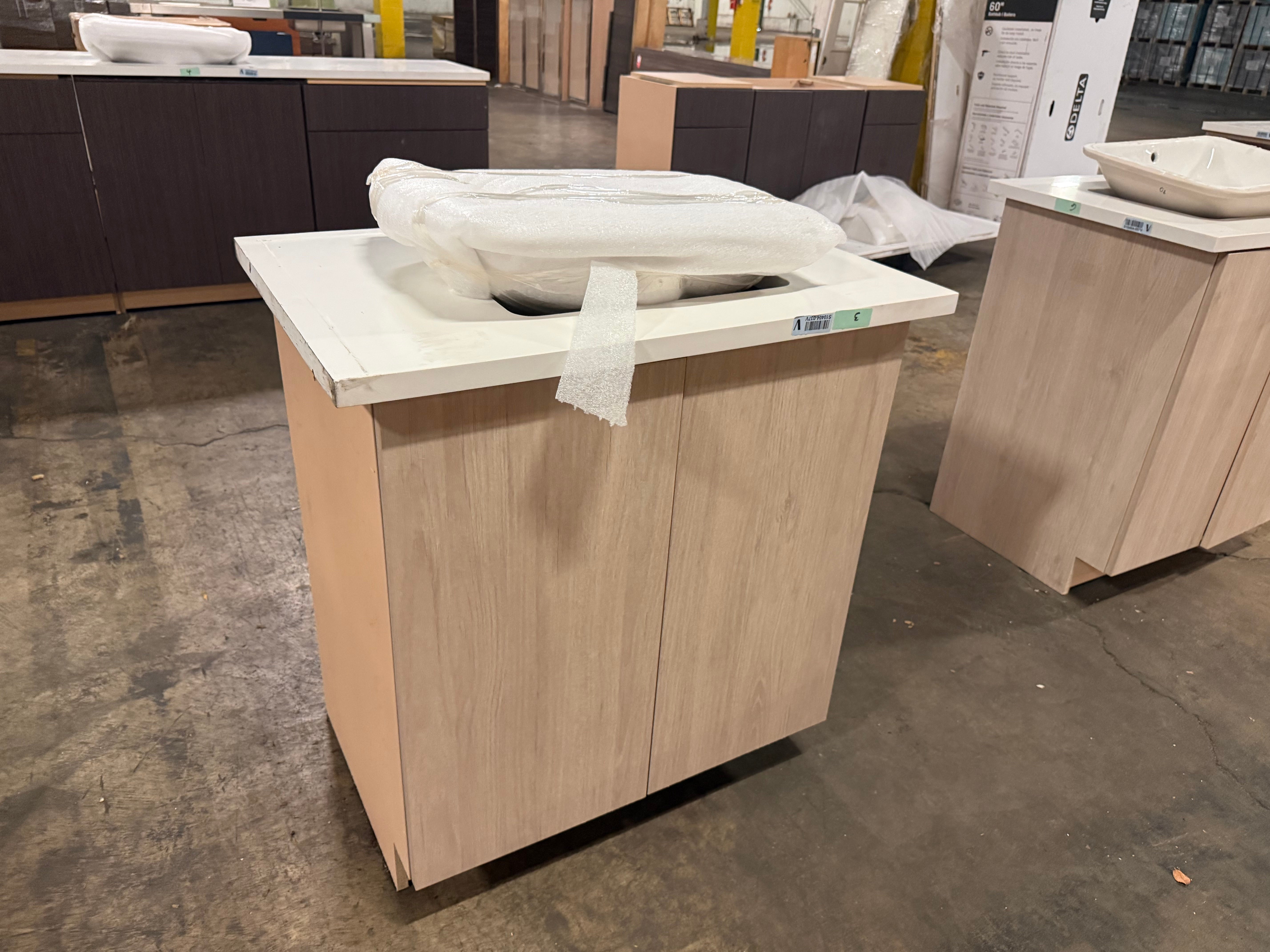 Luxury organic modern 30 inch wood grain vanity for guest and master baths
