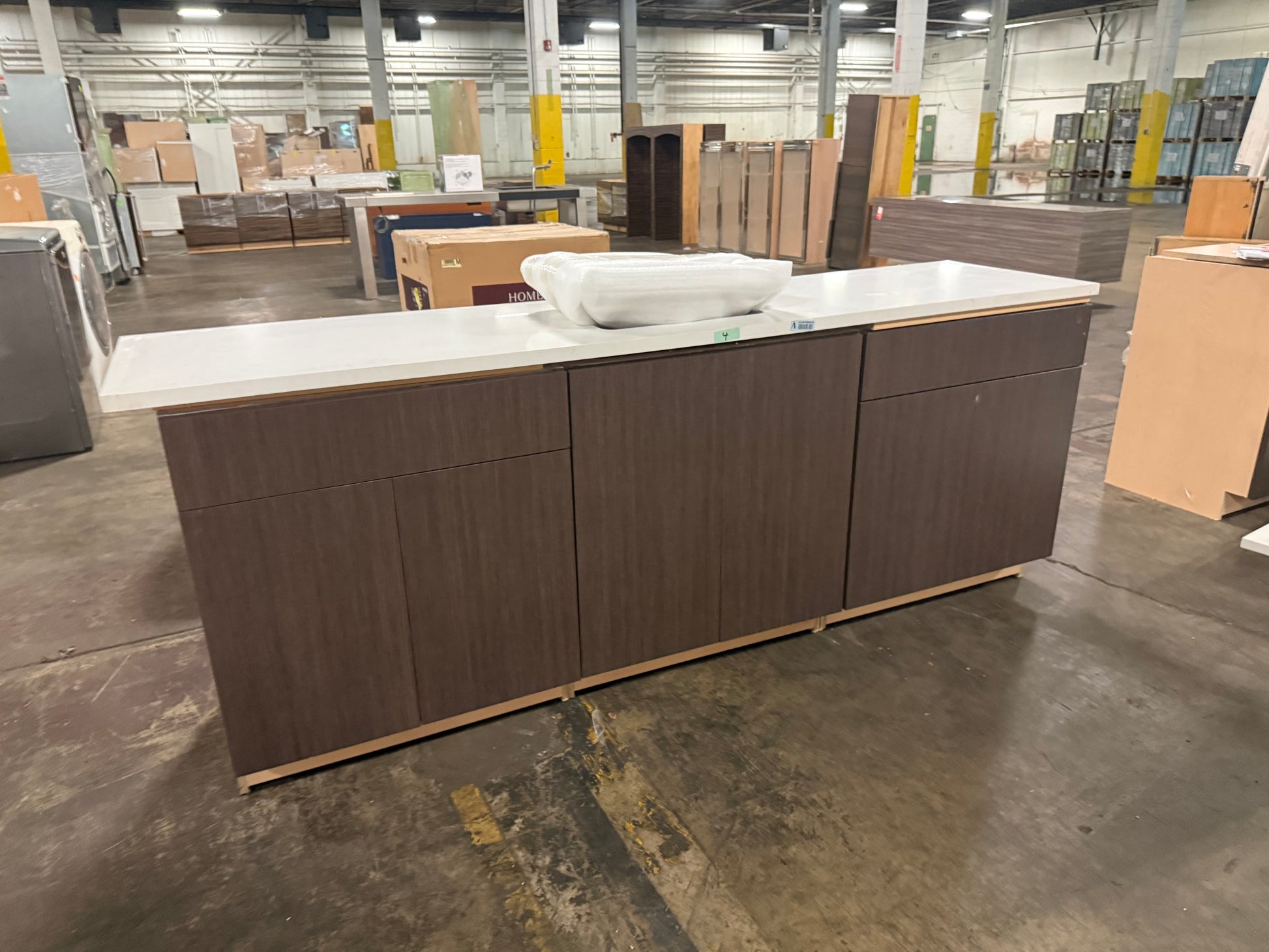 Custom transitional 90 in single bathroom vanity with rich natural wood texture