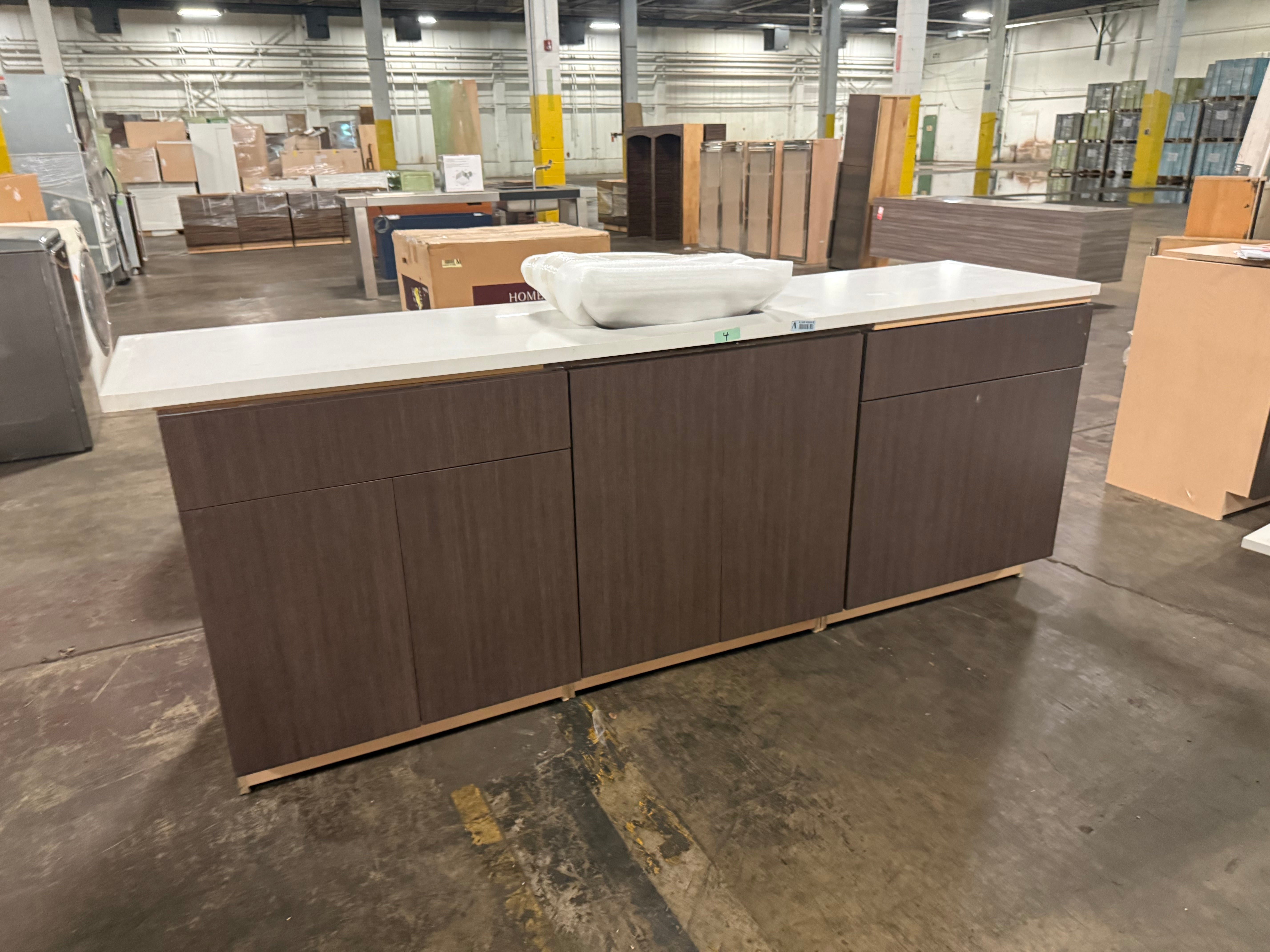 Custom transitional 90 in single bathroom vanity with rich natural wood texture