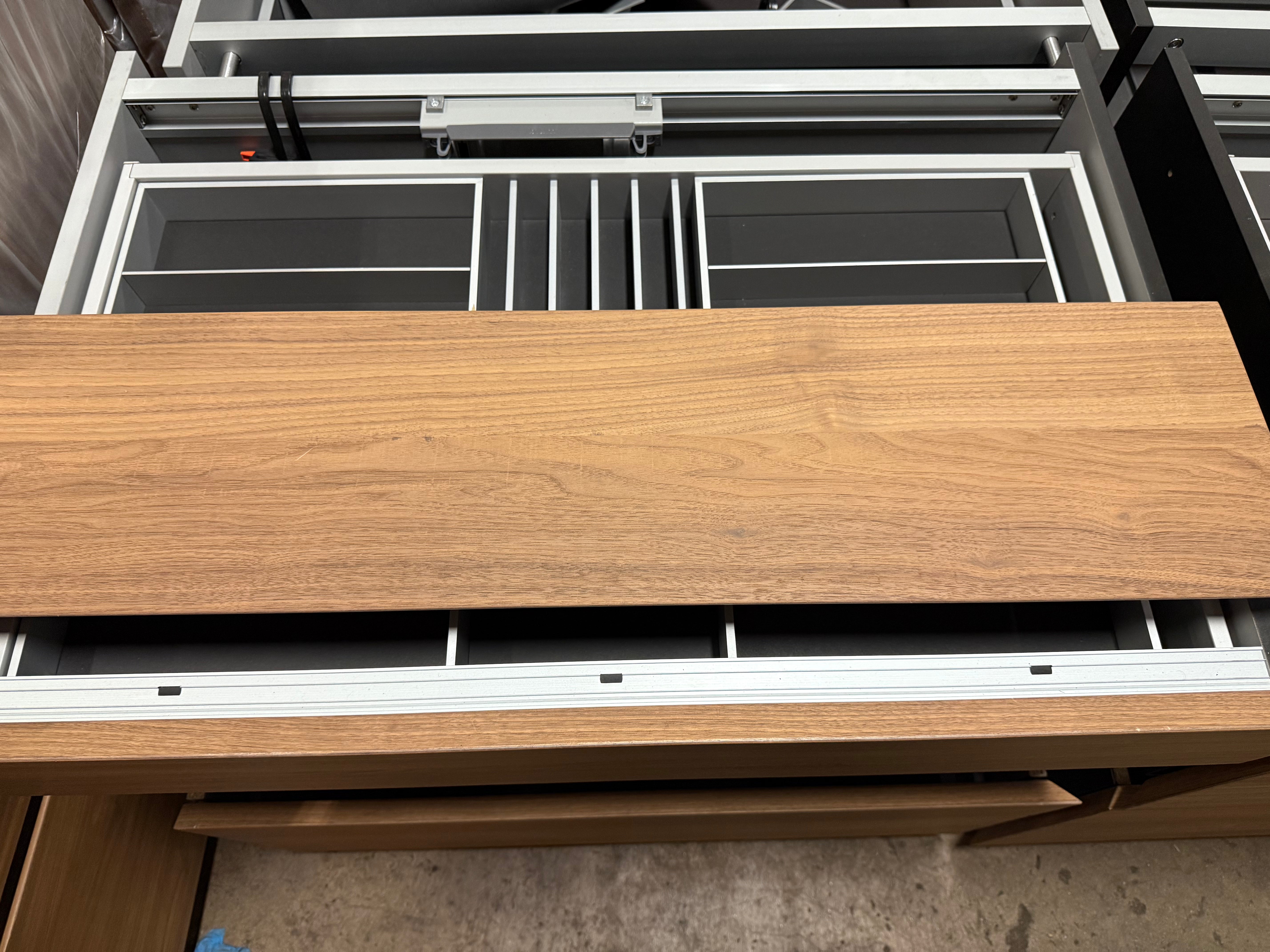 Poliform Phoenix Multi-Tone Modern Kitchen with Artex Island, Stone Countertops and Miele Appliances