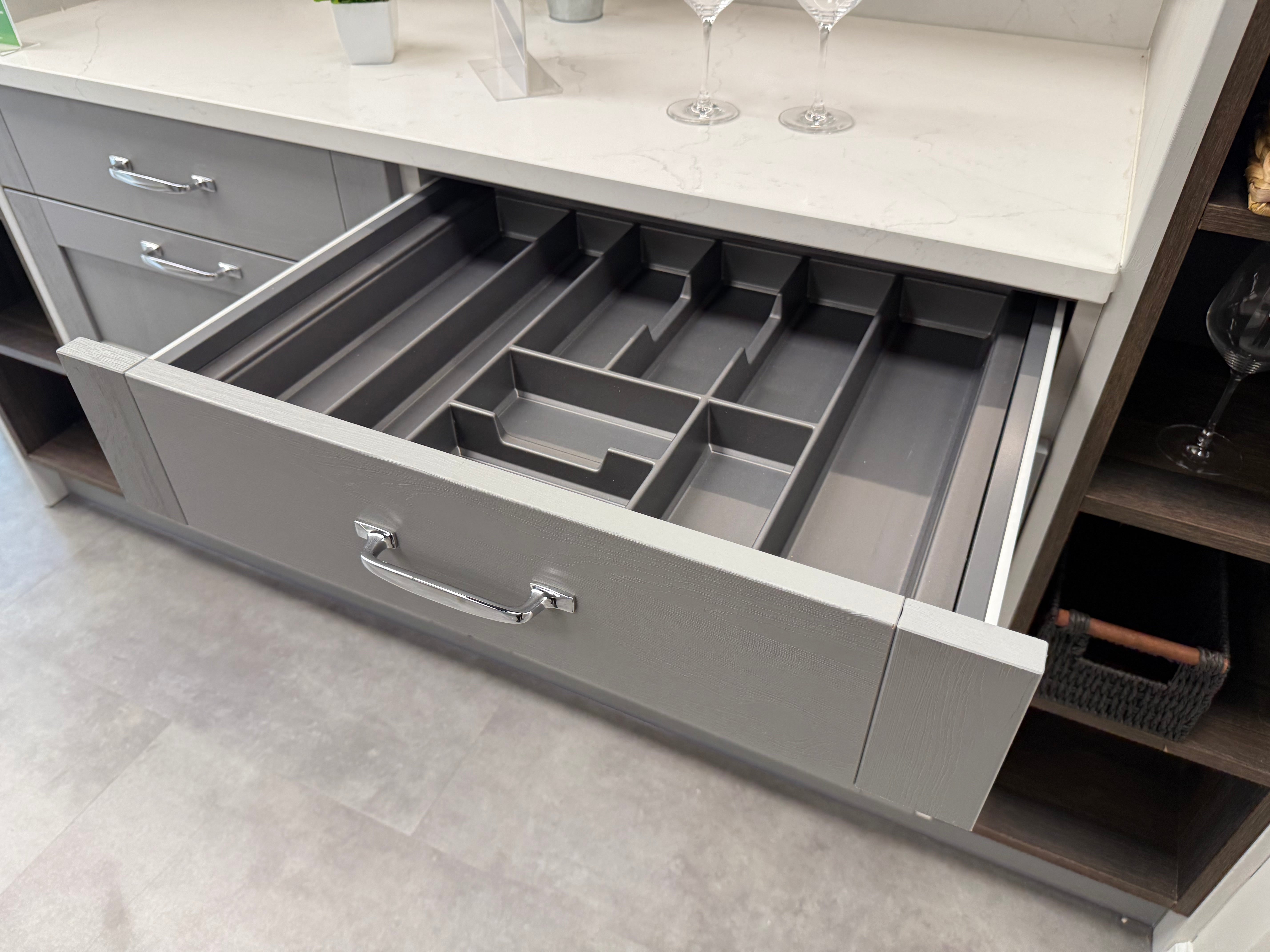 Wren Shaker Forest Classic Dust Gray & Shadow Grain Kitchen