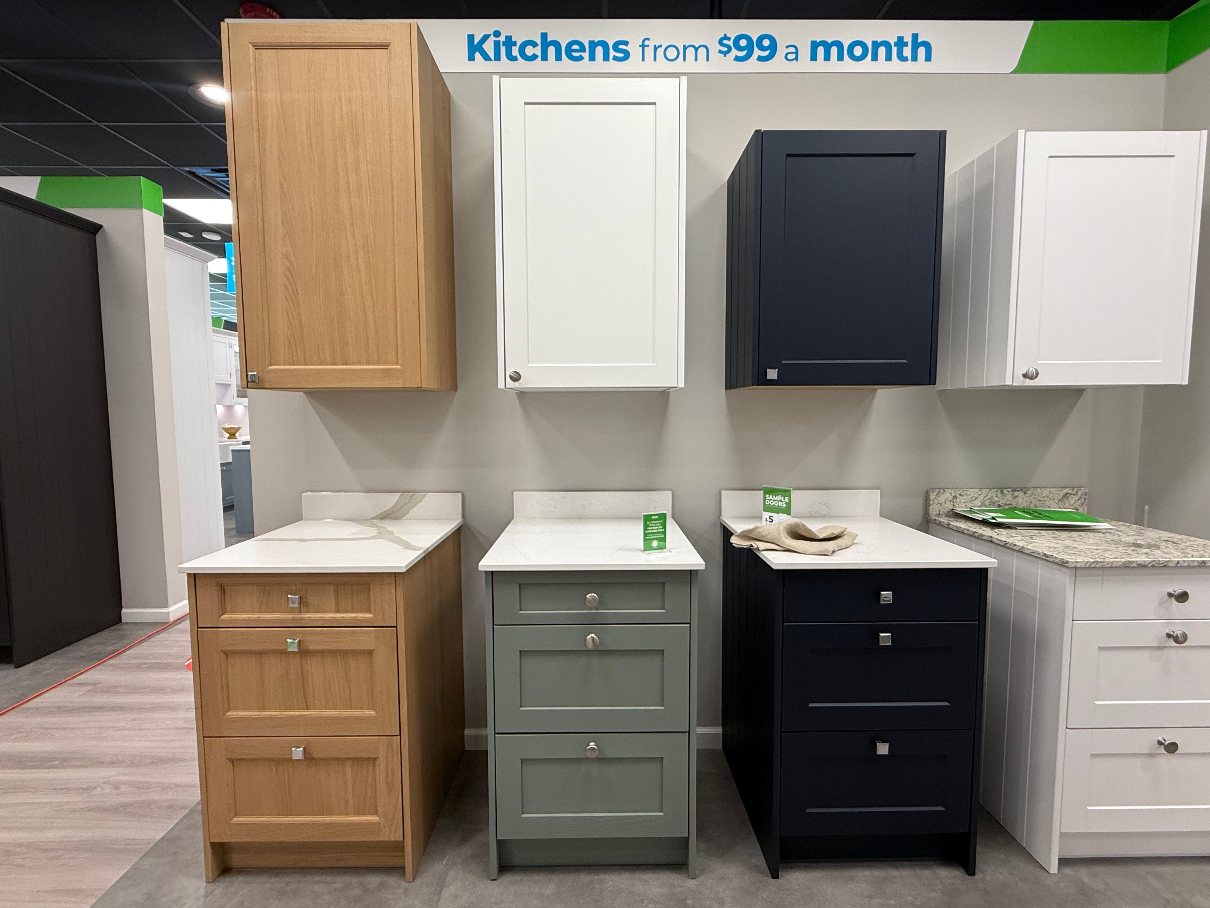 Shaker Timber White & Moss Green Base and Upper Cabinets