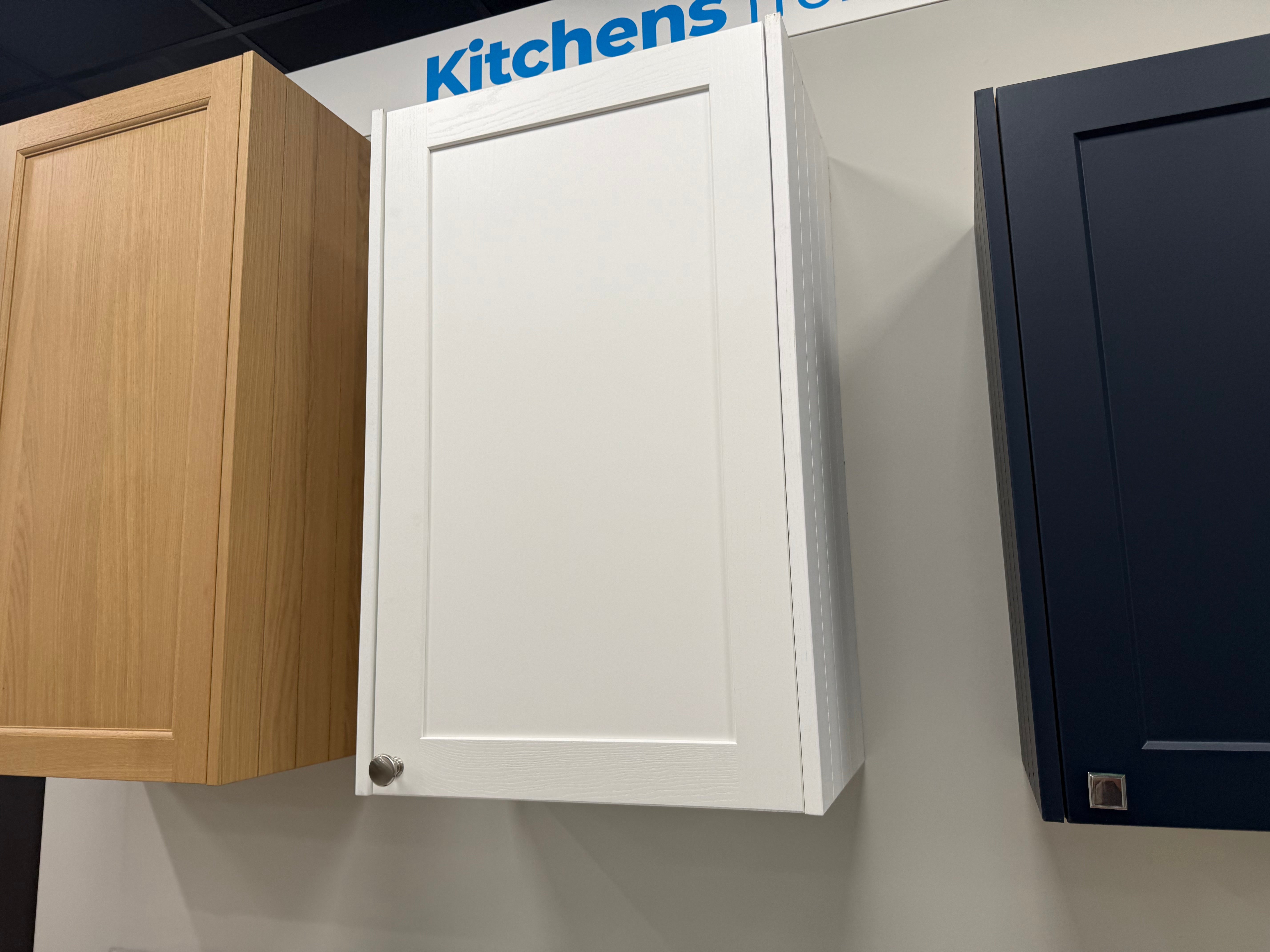 Shaker Timber White & Moss Green Base and Upper Cabinets