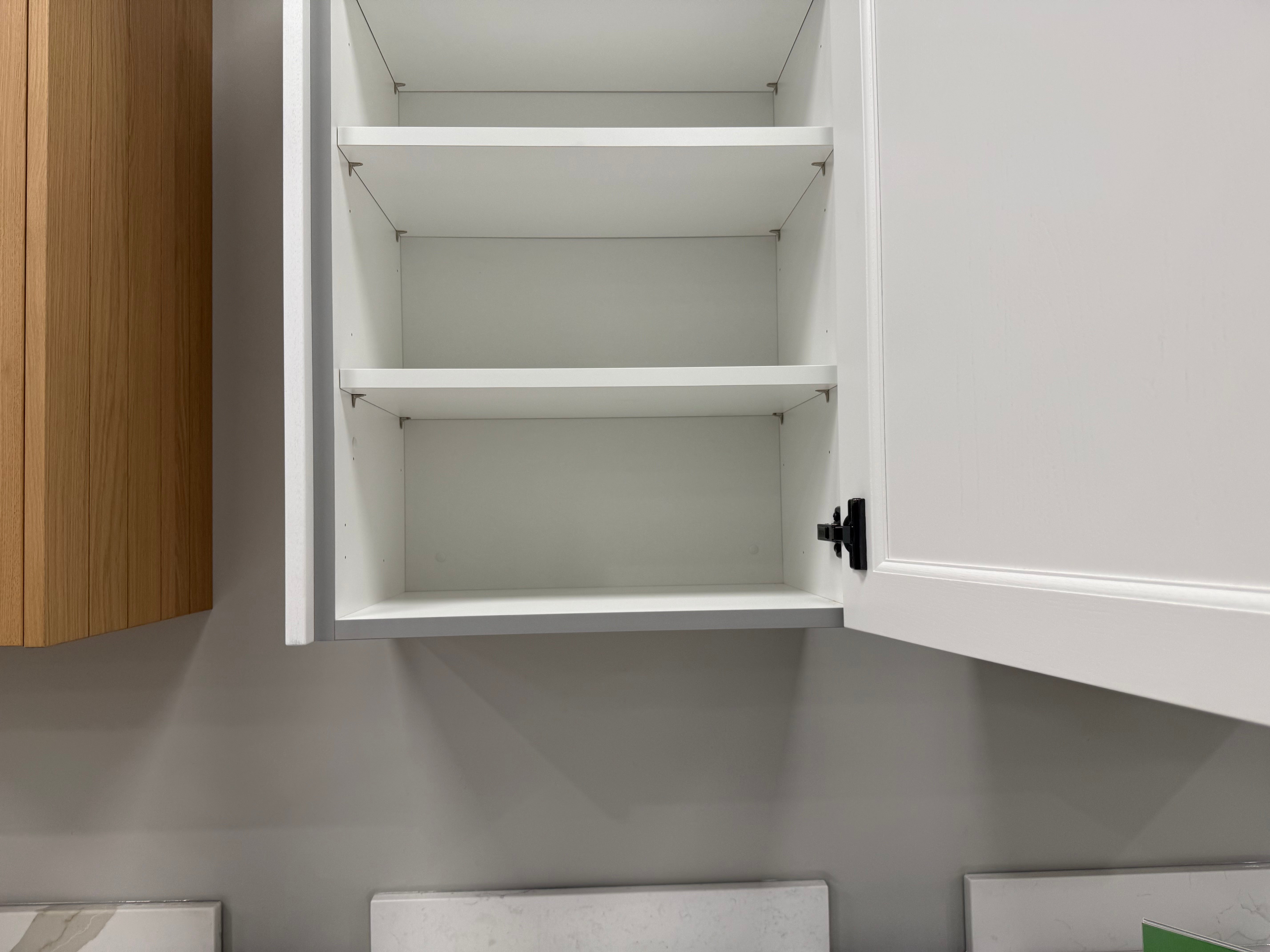 Shaker Timber White & Moss Green Base and Upper Cabinets