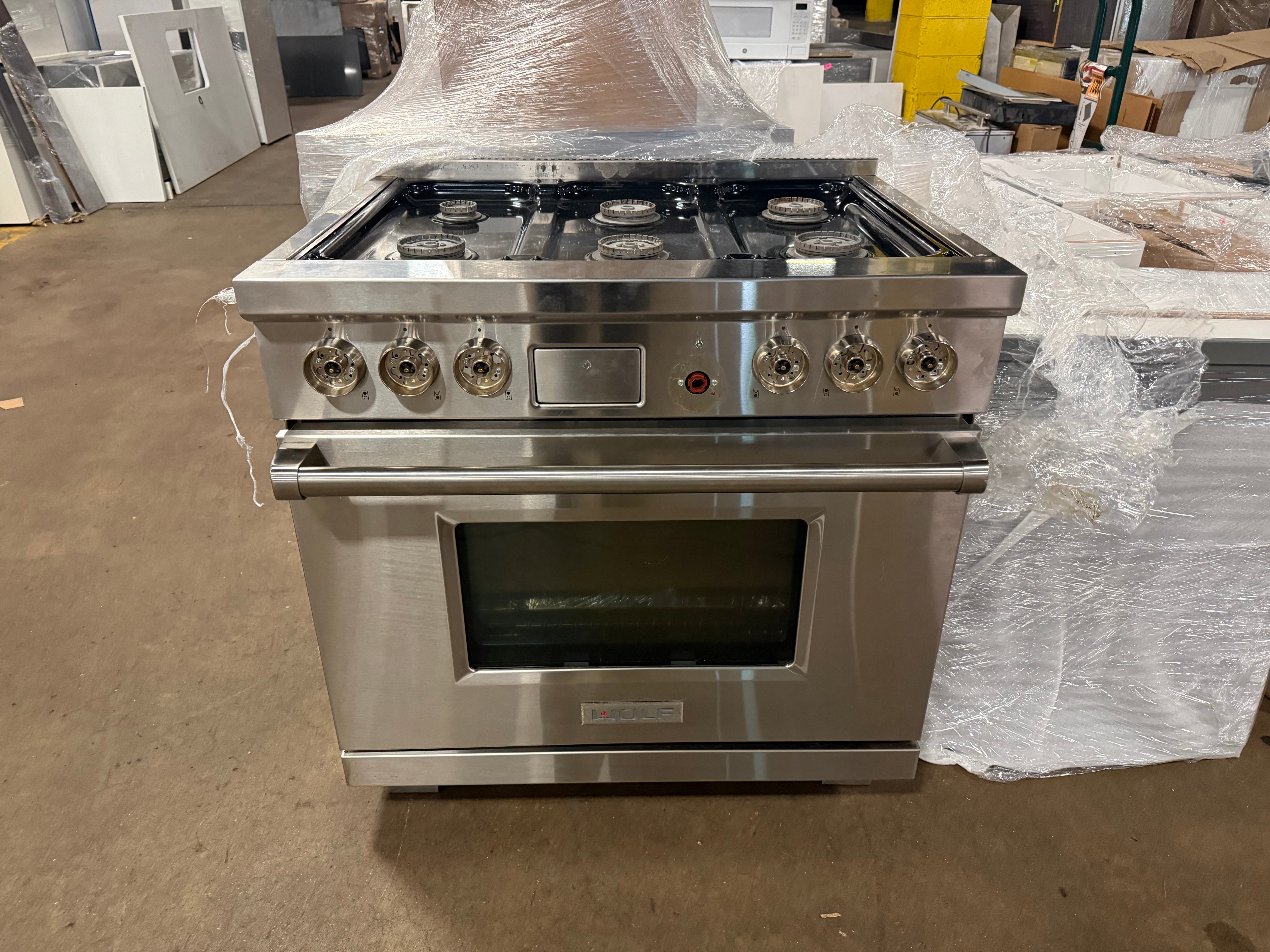 High-end commercial-style stainless steel 36 in range by Wolf