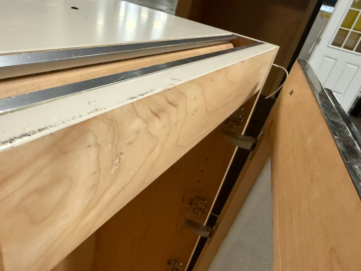 Metal Stainless and Frosted Glass Upper Cabinets
