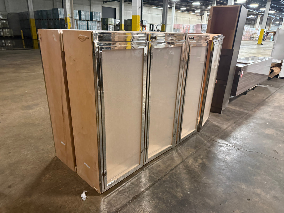 Metal Stainless and Frosted Glass Upper Cabinets