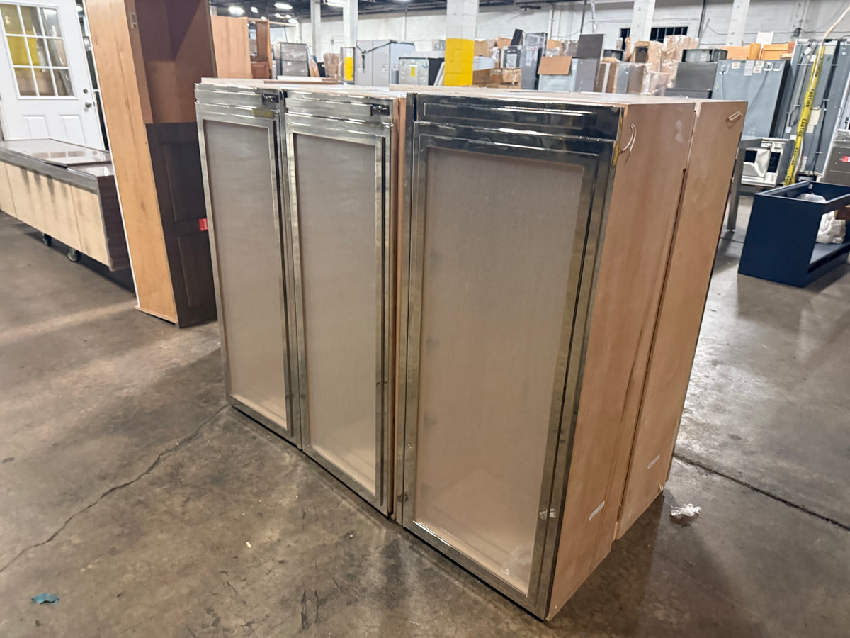 Metal Stainless and Frosted Glass Upper Cabinets