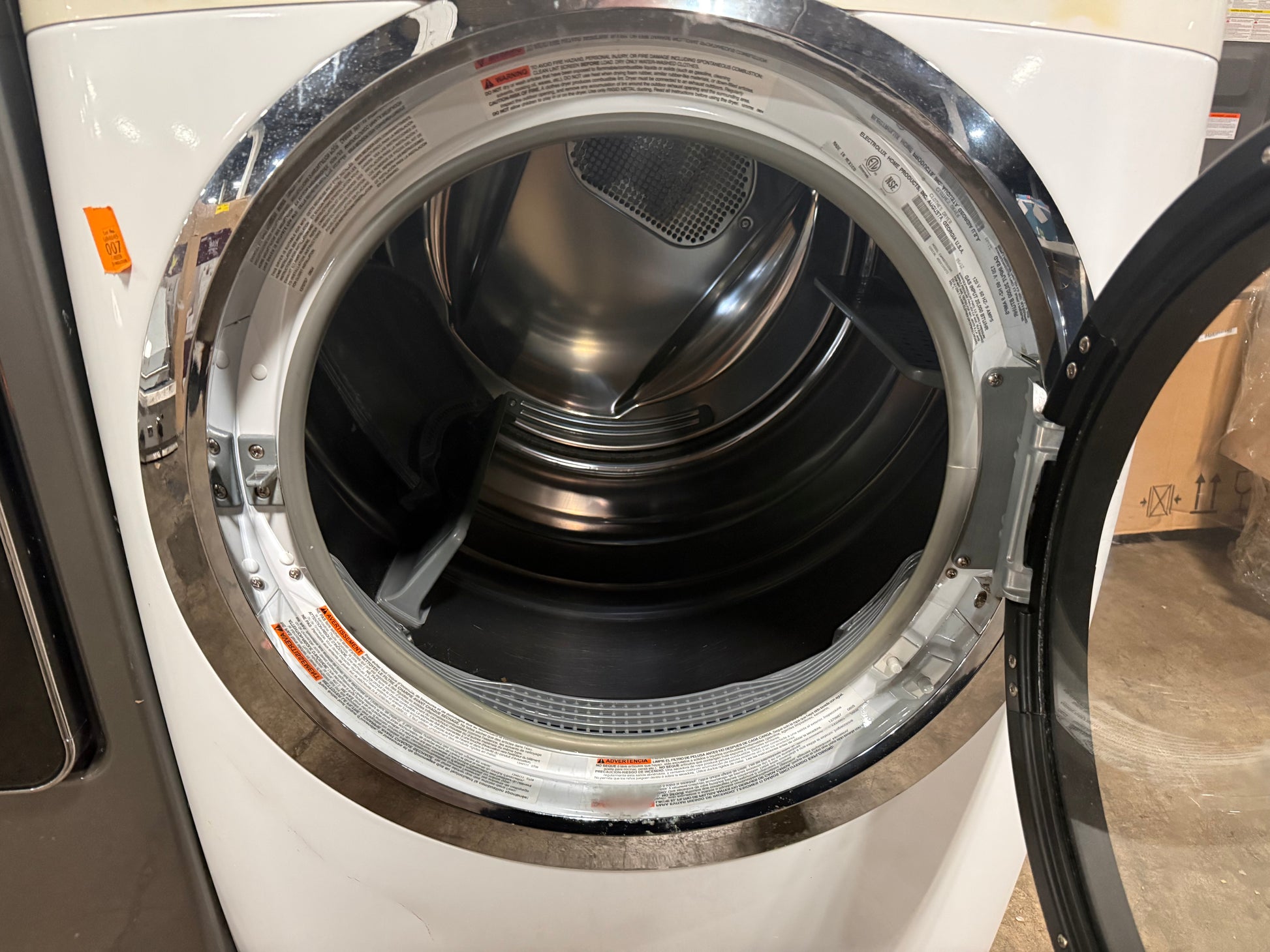 High-efficiency front-loading gas dryer in sleek white finish