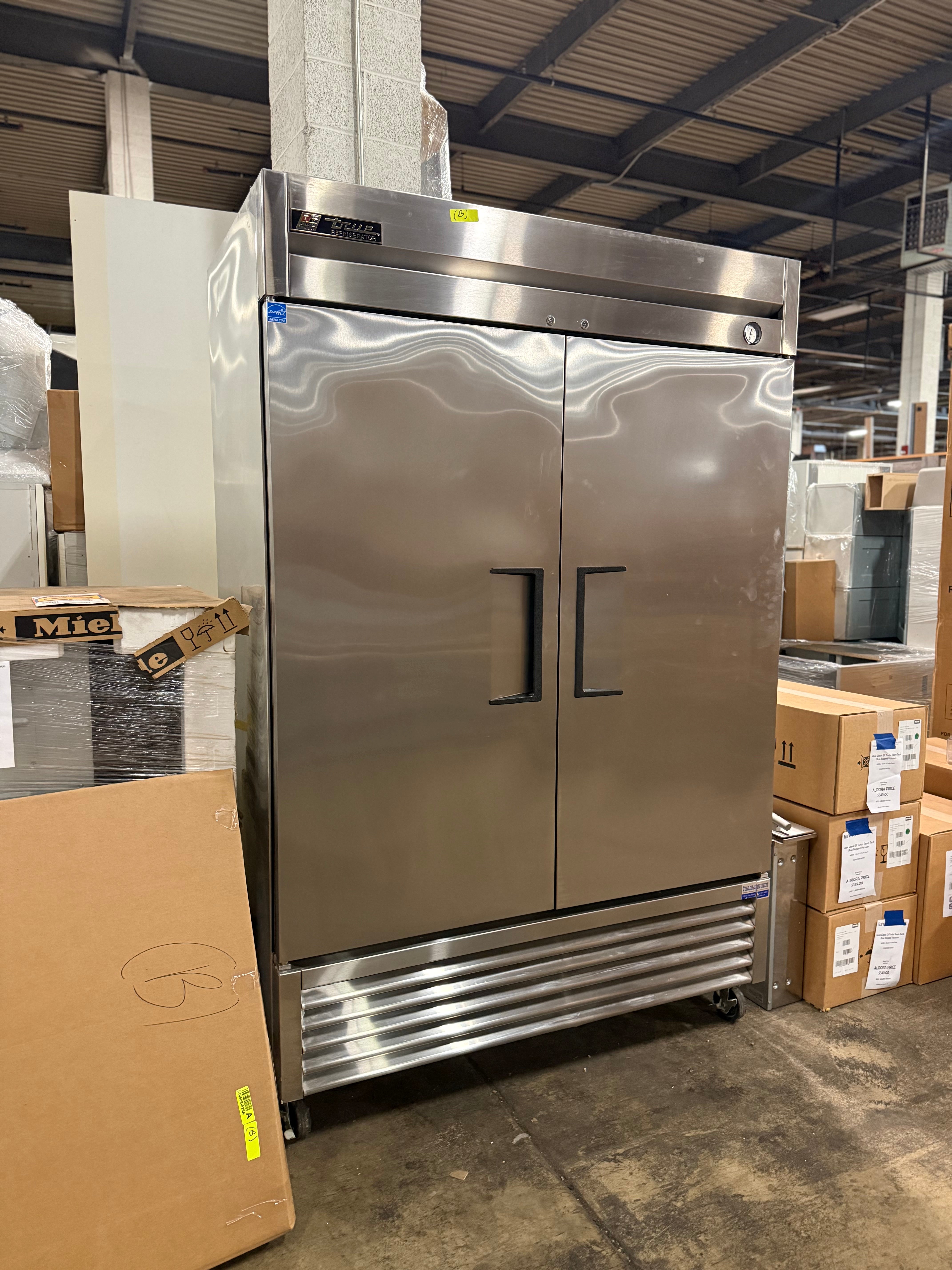 True T-49-HC 54 inch two-section commercial reach-in refrigerator with solid doors