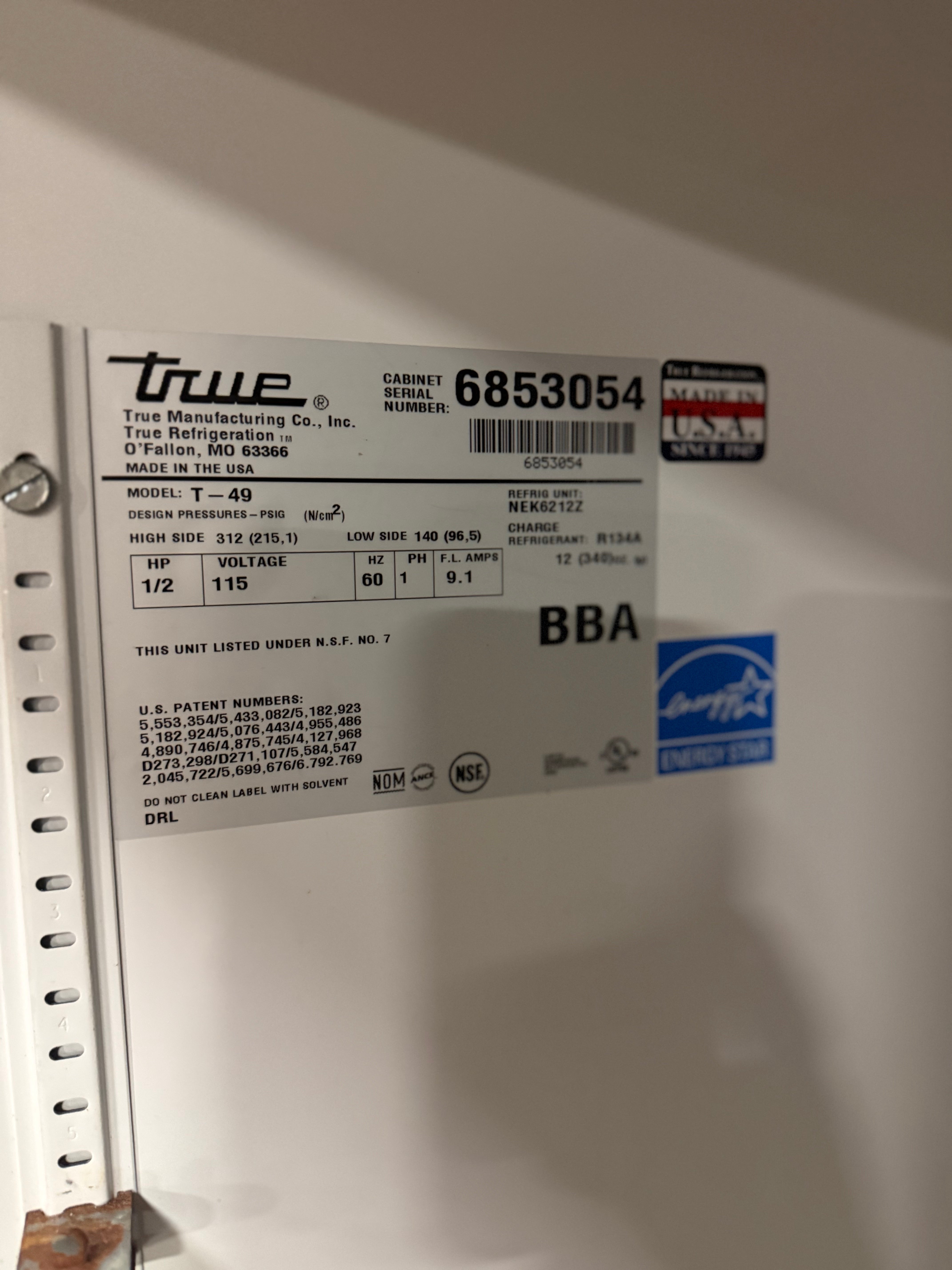 True T-49 54" Stainless Steel Commercial Side by Side Refrigerator