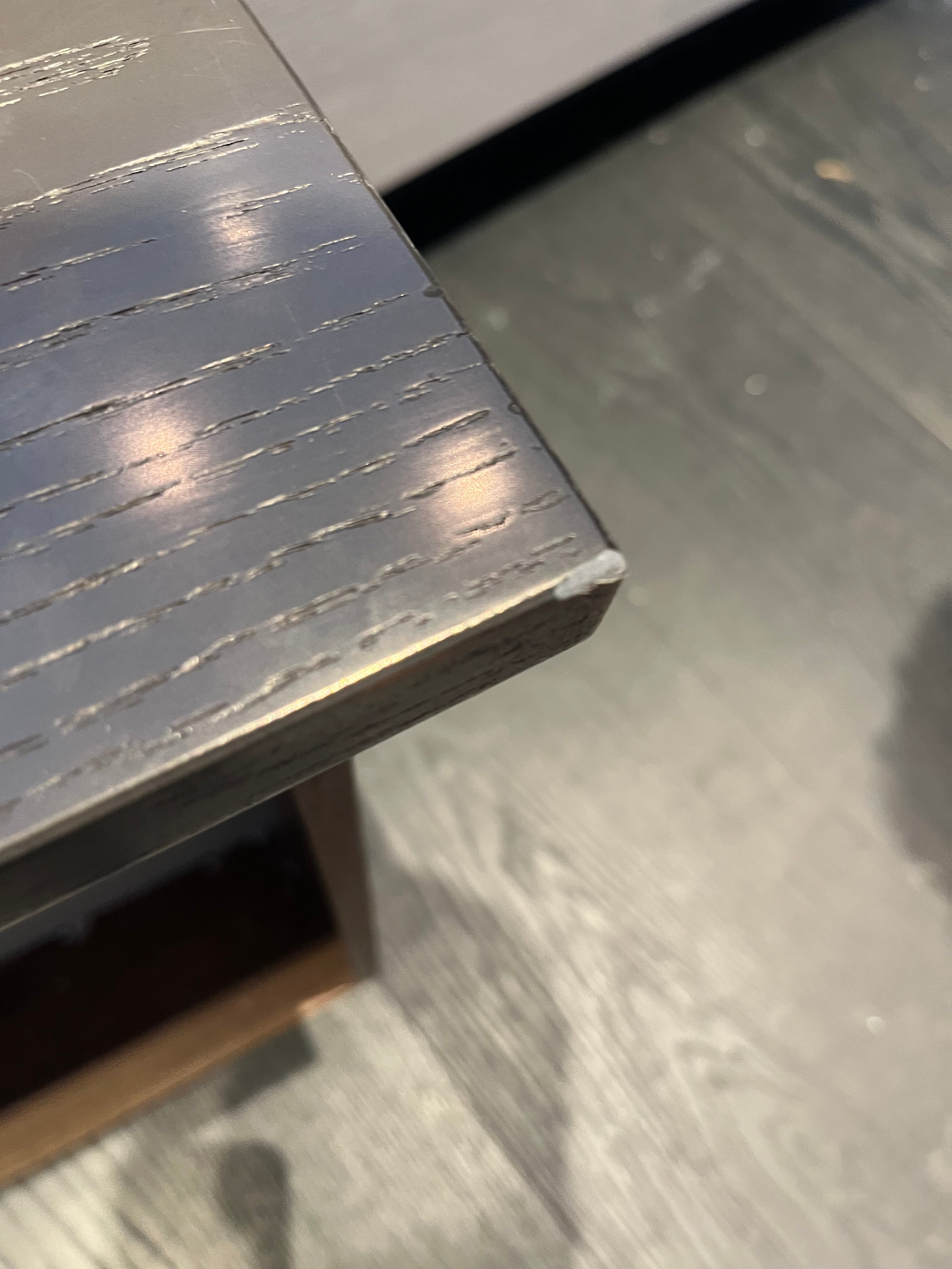 Modern White and Brown Wood Veneer Kitchen with Waterfall Island, Marble Countertops & Miele Appliances