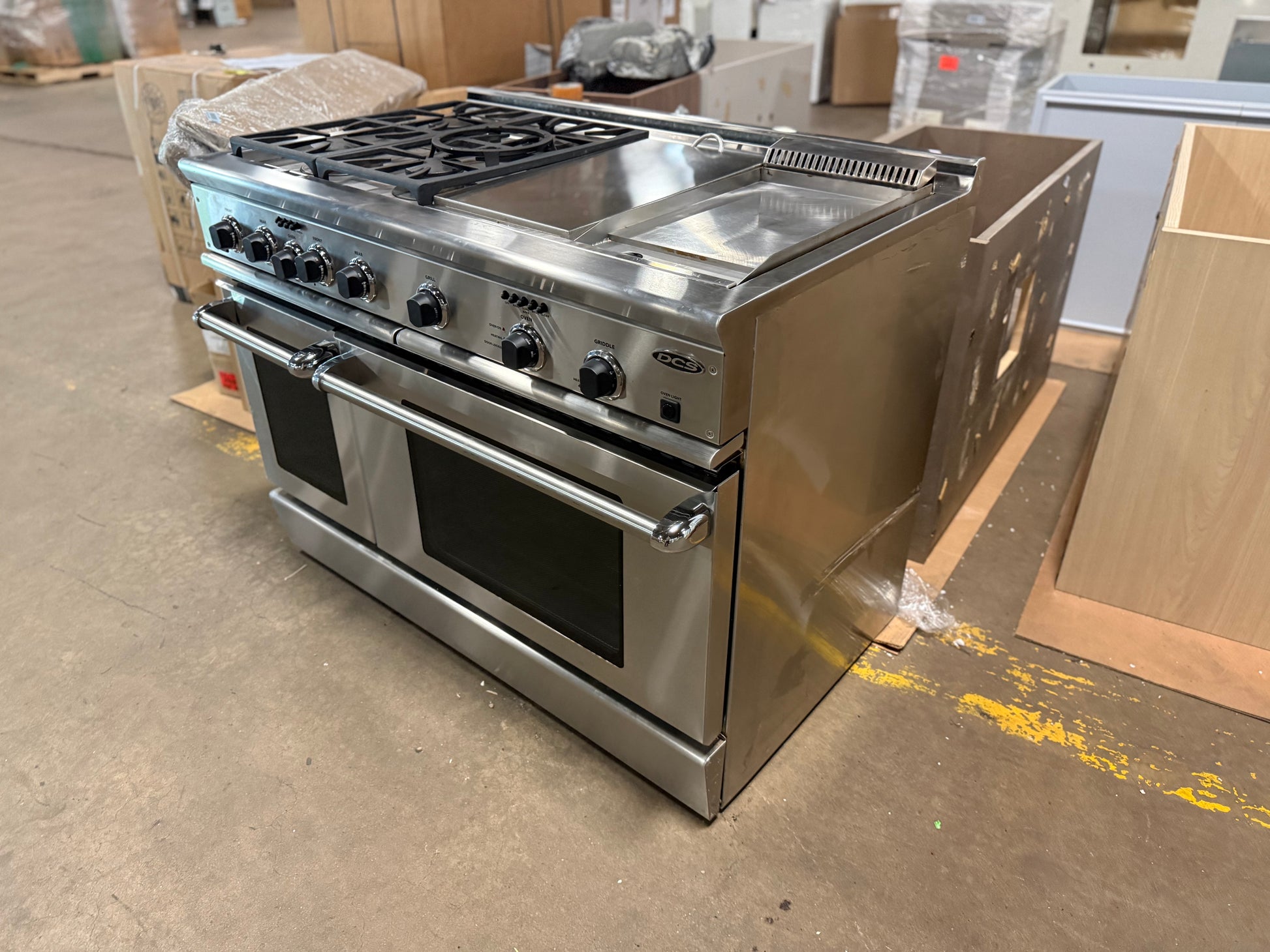 Luxury dual fuel professional range by DCS with stainless finish