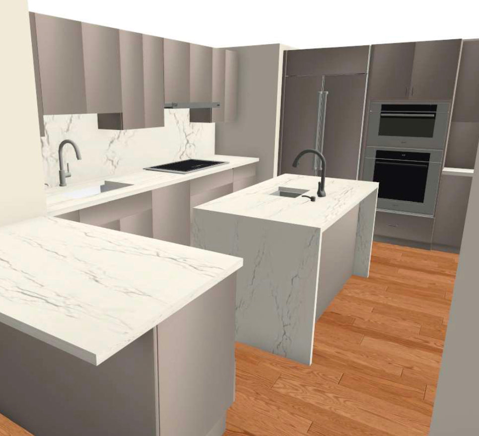 Crystal Cabinet Works modern stone grey high-gloss kitchen cabinetry