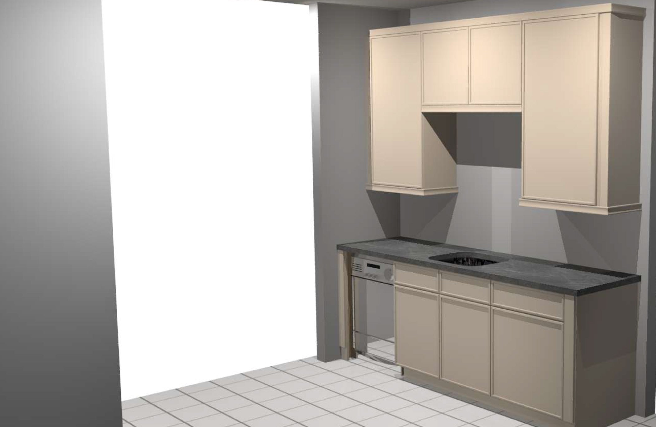 Omega Transitional Pumice Stained Maple Kitchen with Island and Butler's Pantry - Cabinetry Only