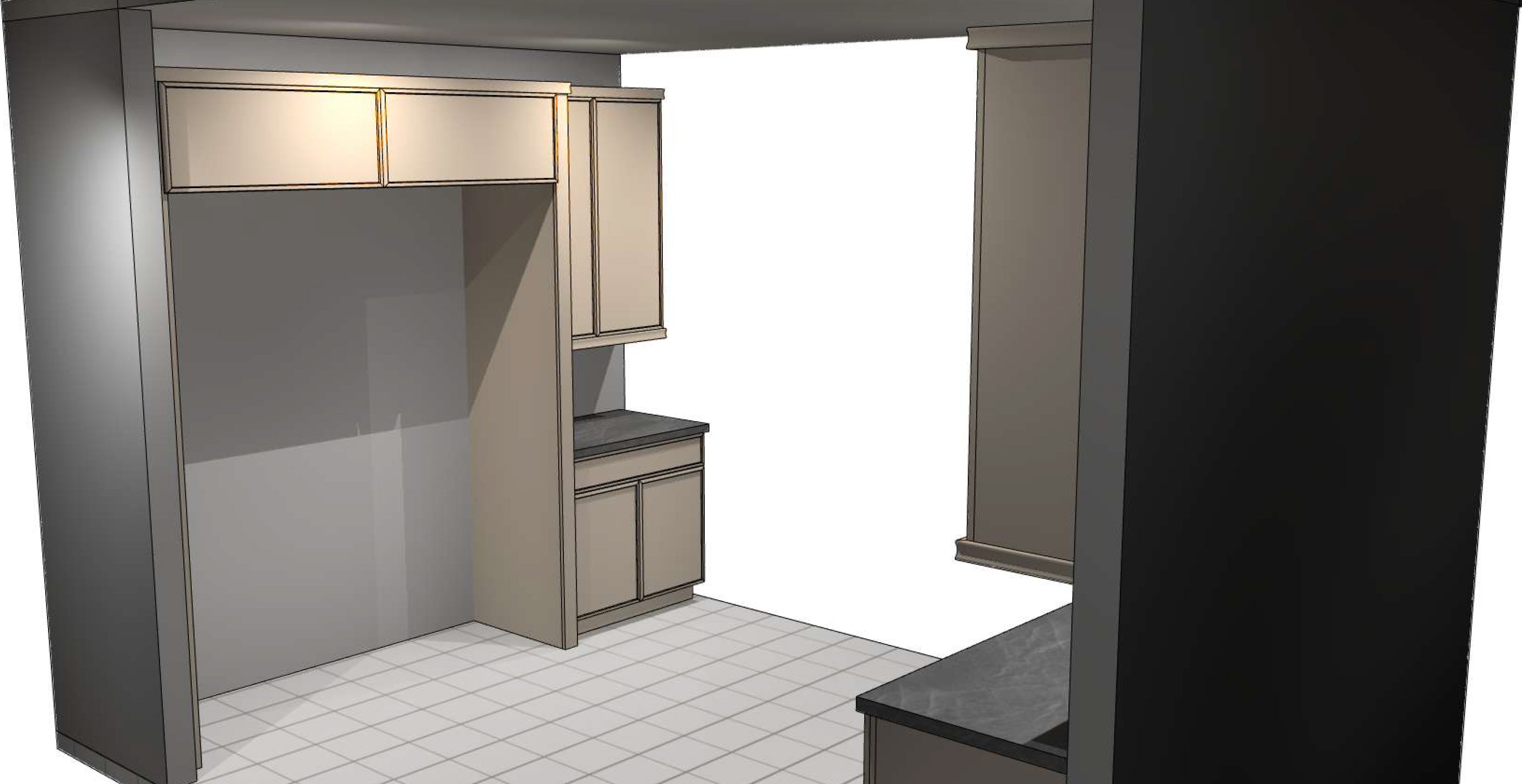 Omega Transitional Pumice Stained Maple Kitchen with Island and Butler's Pantry - Cabinetry Only