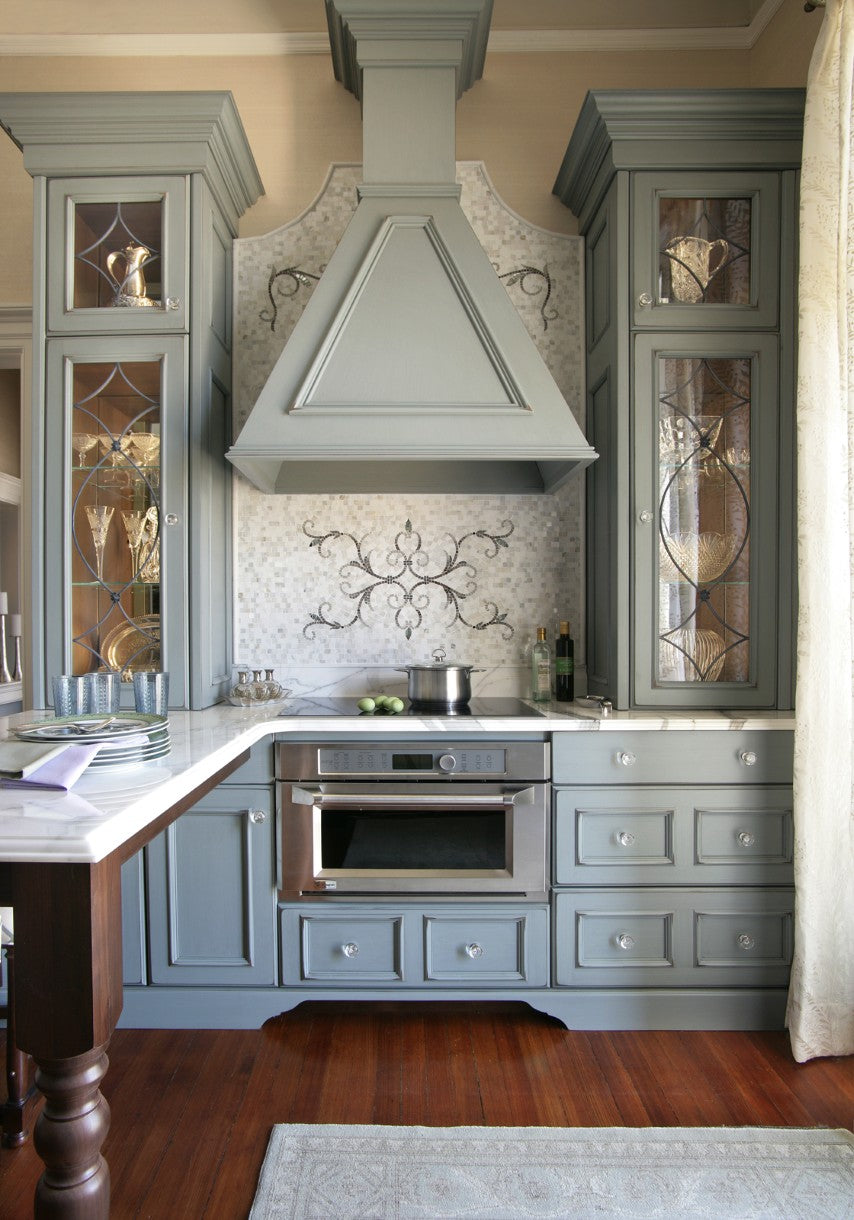 Executive Cabinetry Traditional Grey Walnut Kitchen with Marble Countertops & Appliances