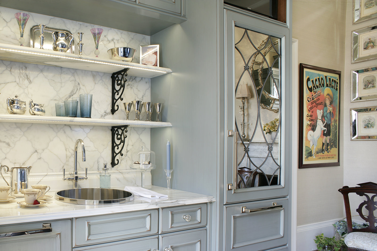 Executive Cabinetry Traditional Grey Walnut Kitchen with Marble Countertops & Appliances
