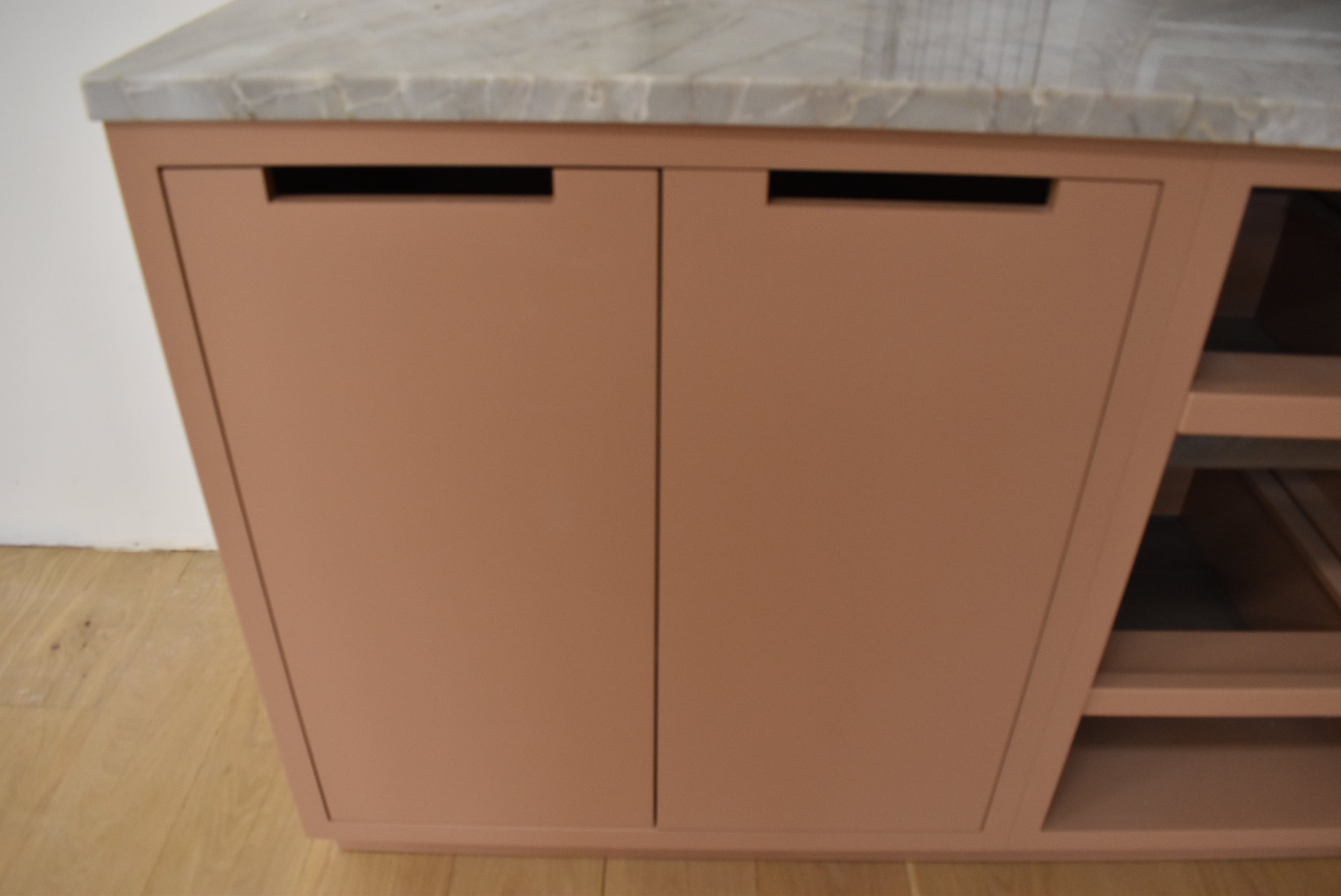 Plato Designer Custom Painted Pantry with Sensa Vancouver Quartzite