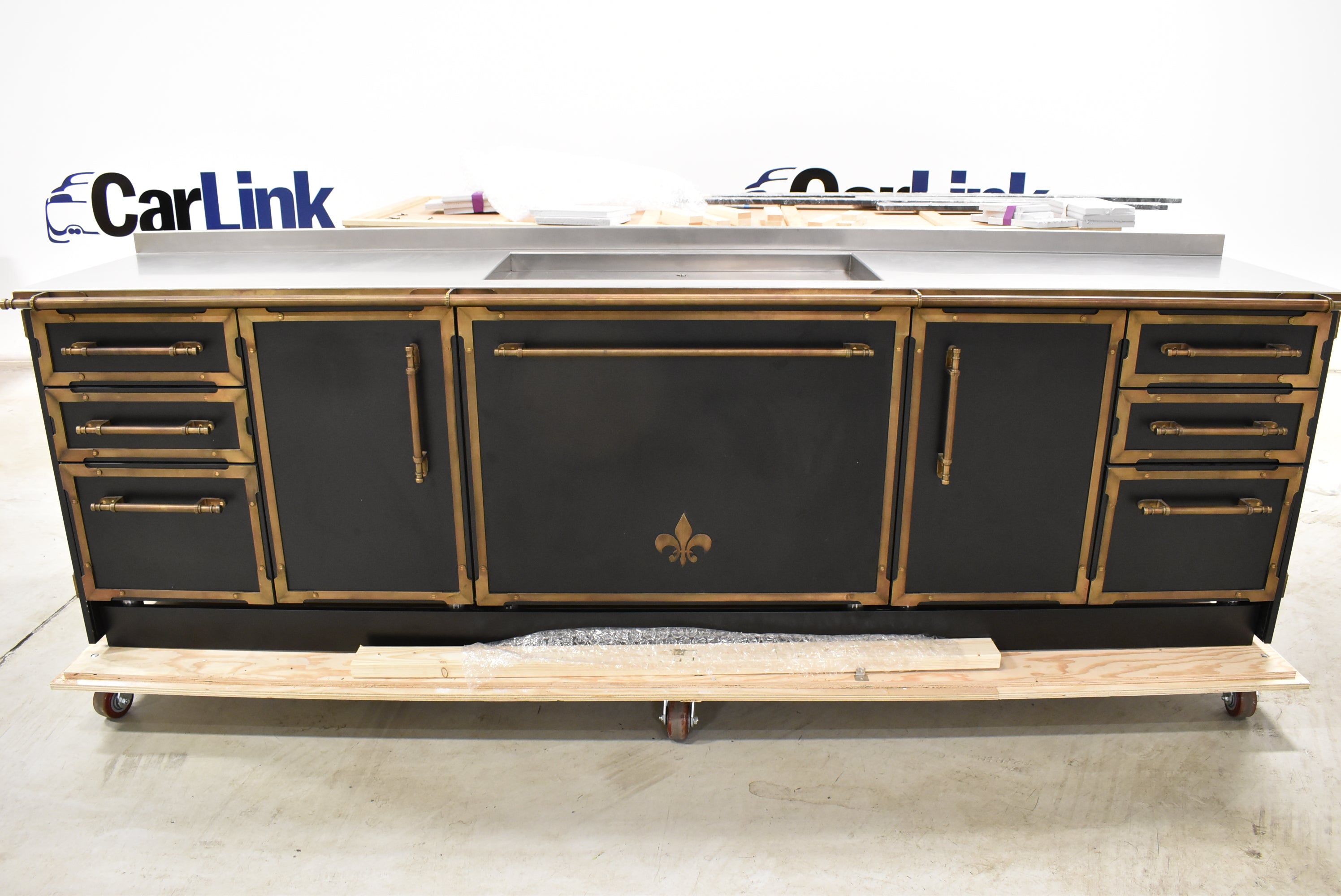 L'Atelier Paris Haute Design Le Classique Noir Matte Kitchen Cabinets with Cook Island
