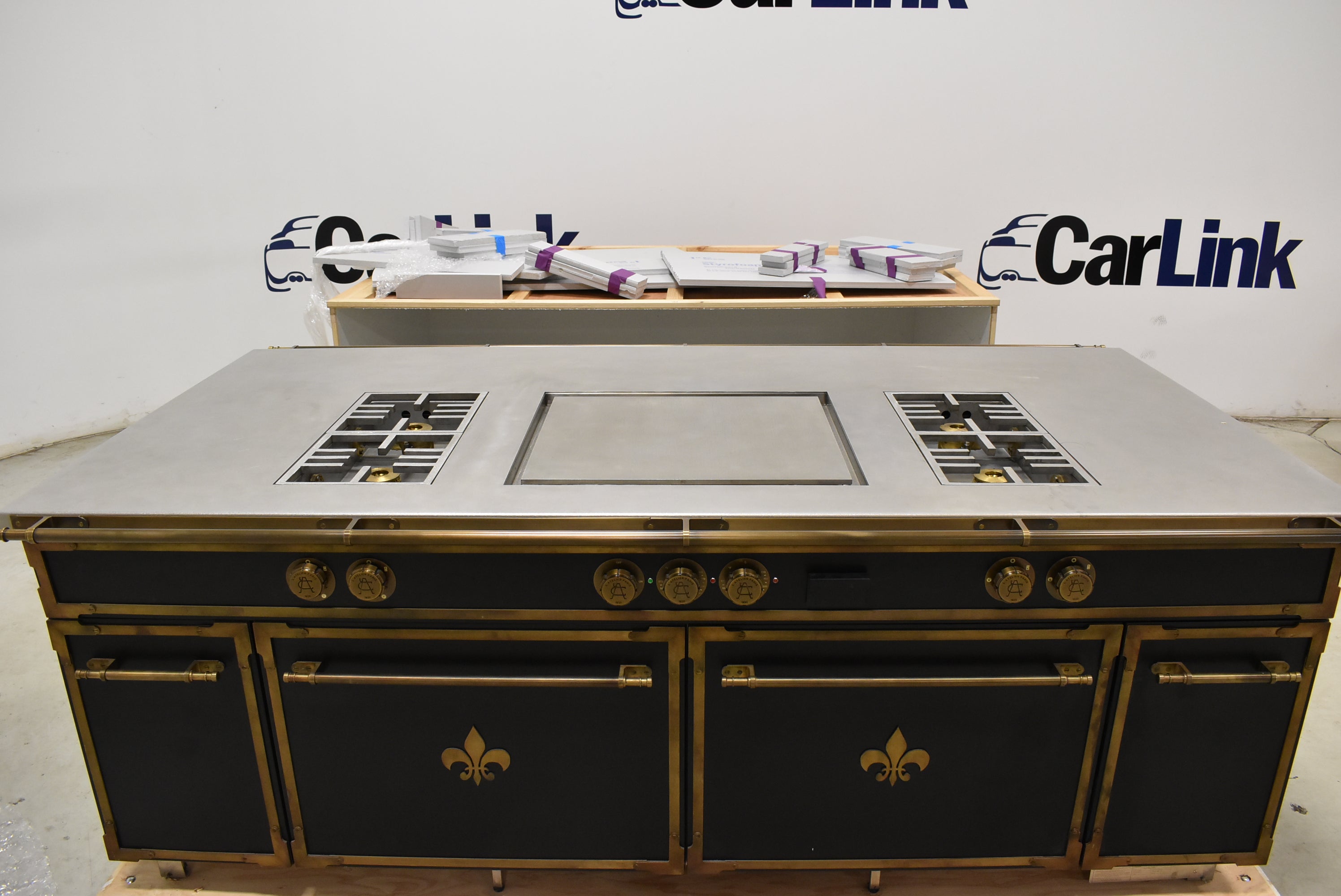 L'Atelier Paris Haute Design Le Classique Noir Matte Kitchen Cabinets with Cook Island