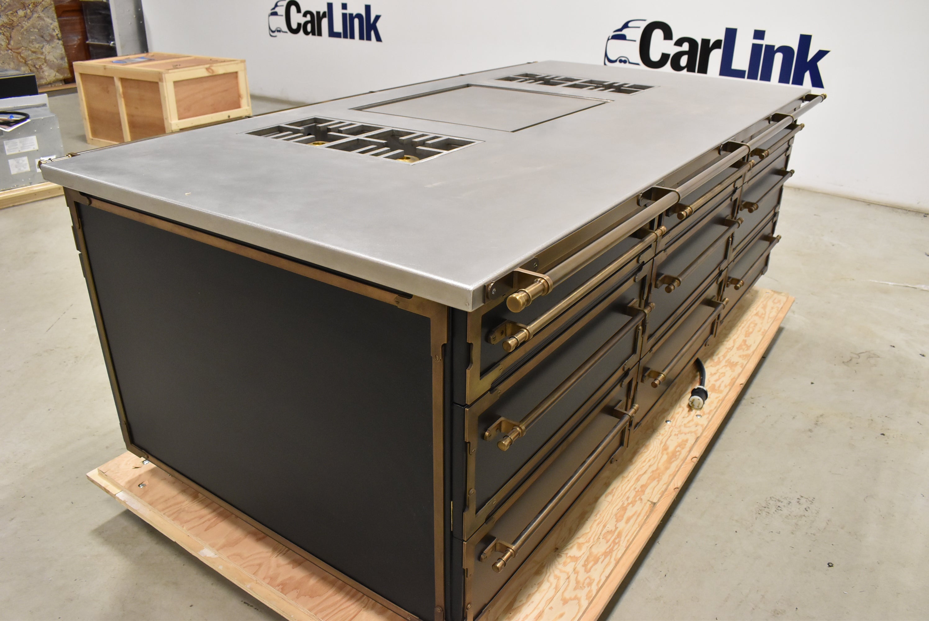 L'Atelier Paris Haute Design Le Classique Noir Matte Kitchen Cabinets with Cook Island
