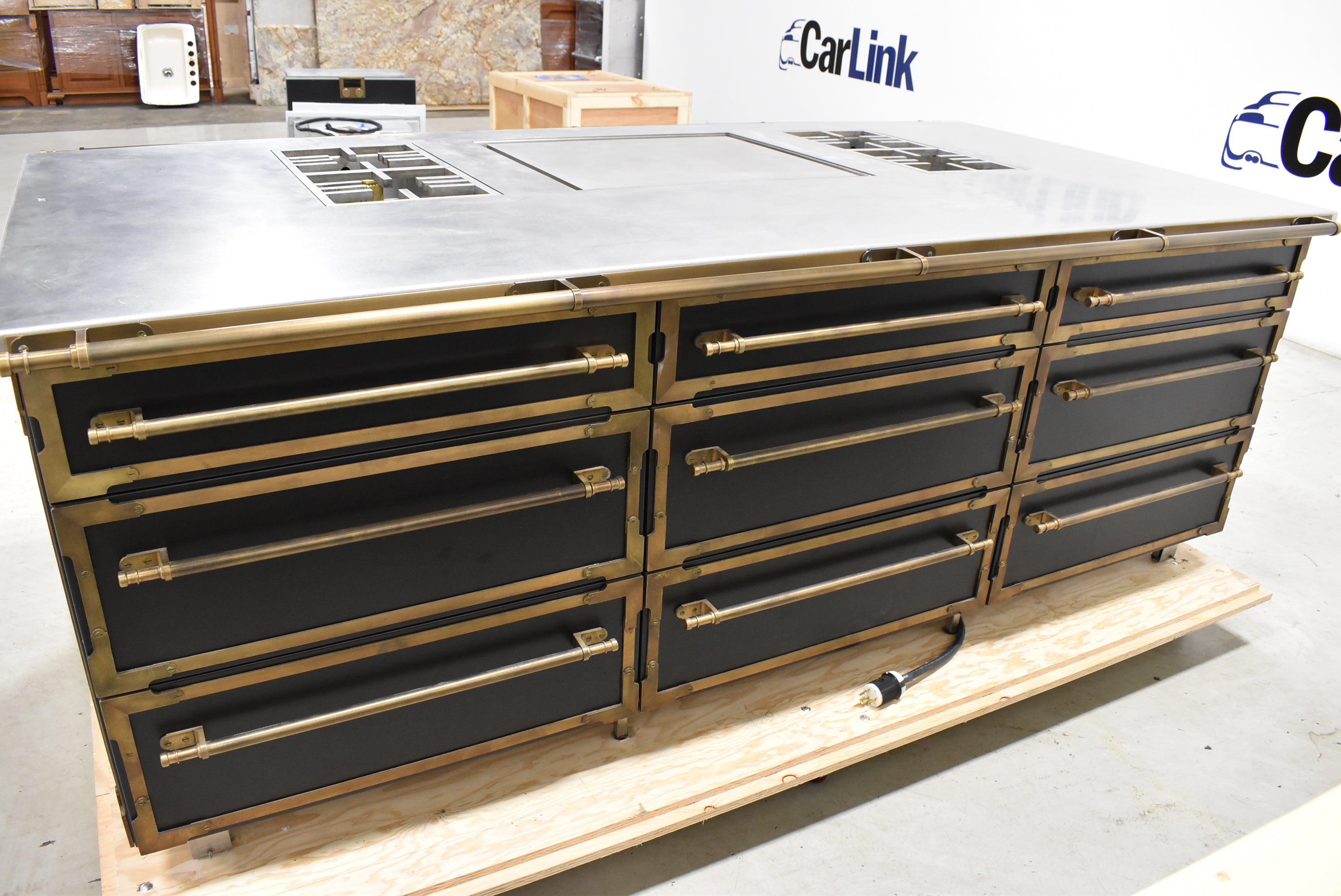 L'Atelier Paris Haute Design Le Classique Noir Matte Kitchen Cabinets with Cook Island