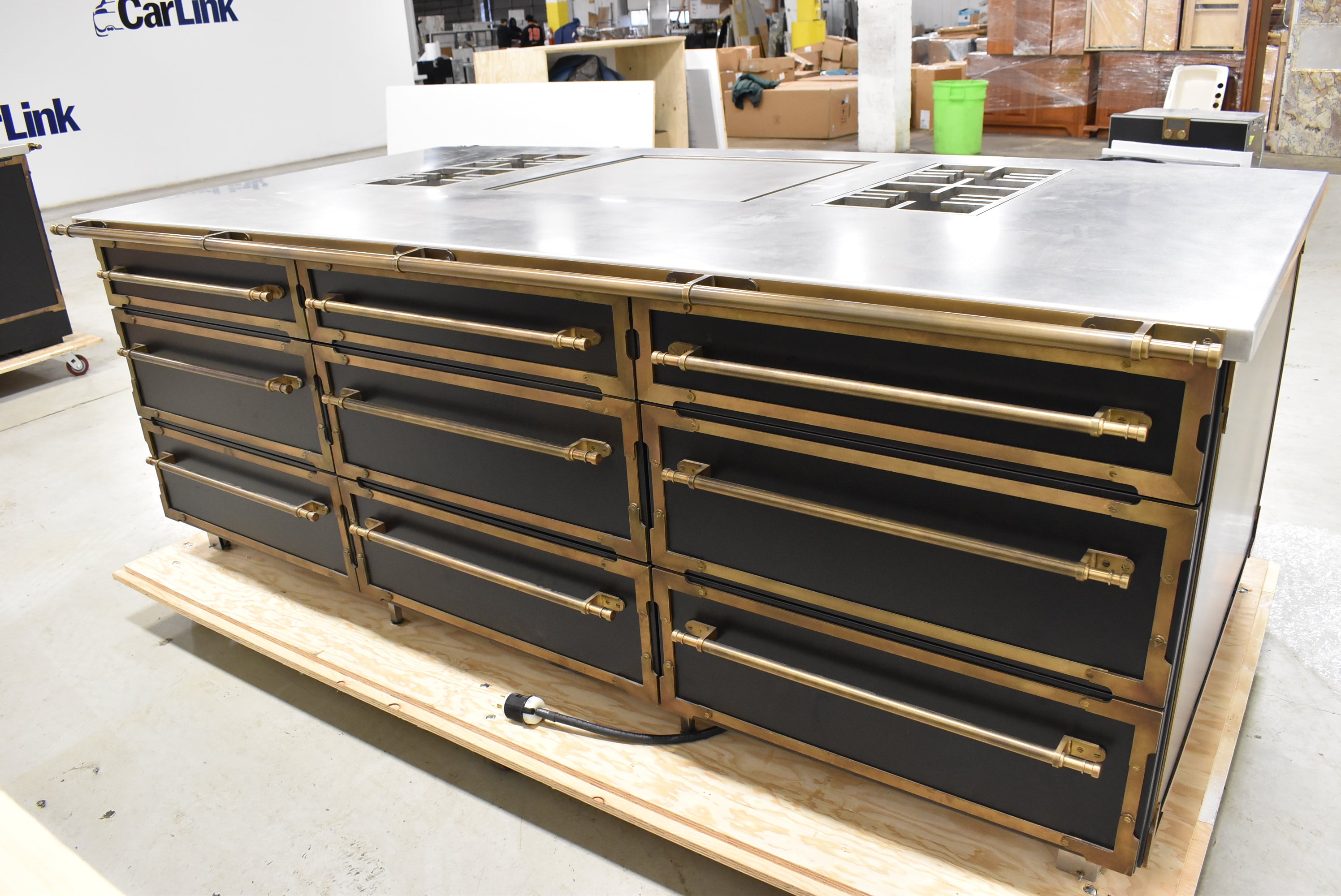 L'Atelier Paris Haute Design Le Classique Noir Matte Kitchen Cabinets with Cook Island