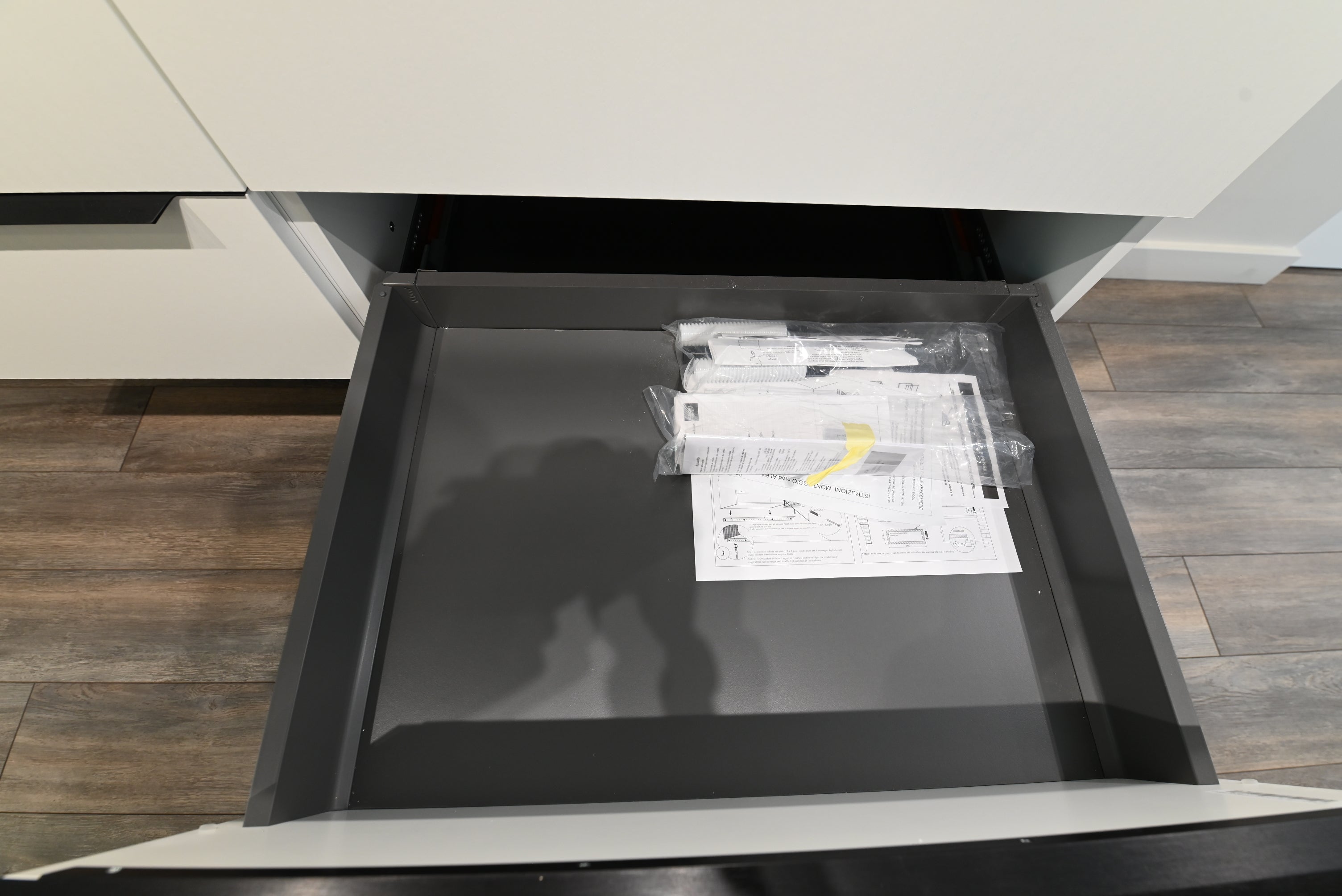 Modern 55.5" White Double Floating Vanity with Integrated Sinks