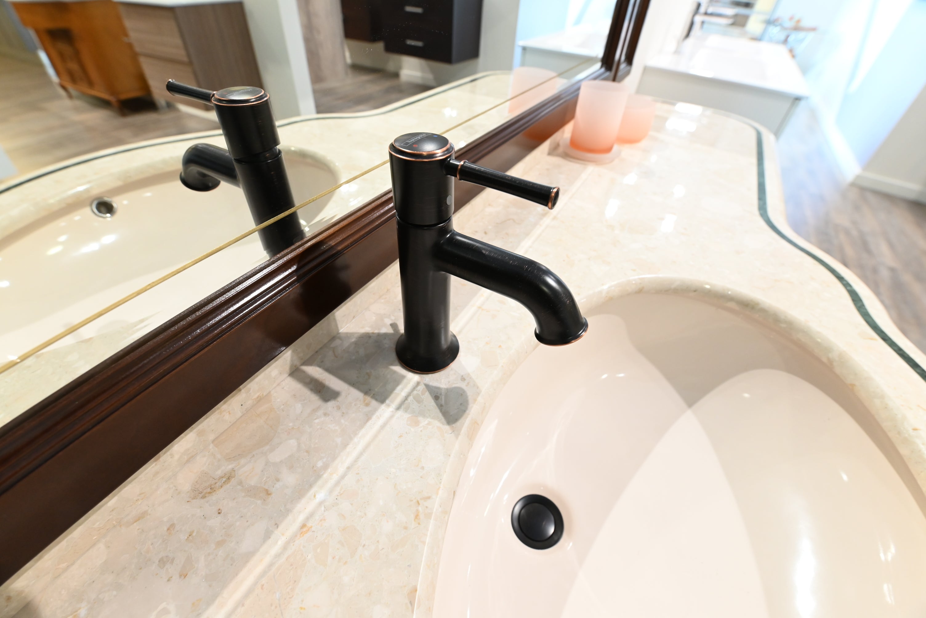 Traditional Cherry Wood 67" Single Vanity Station