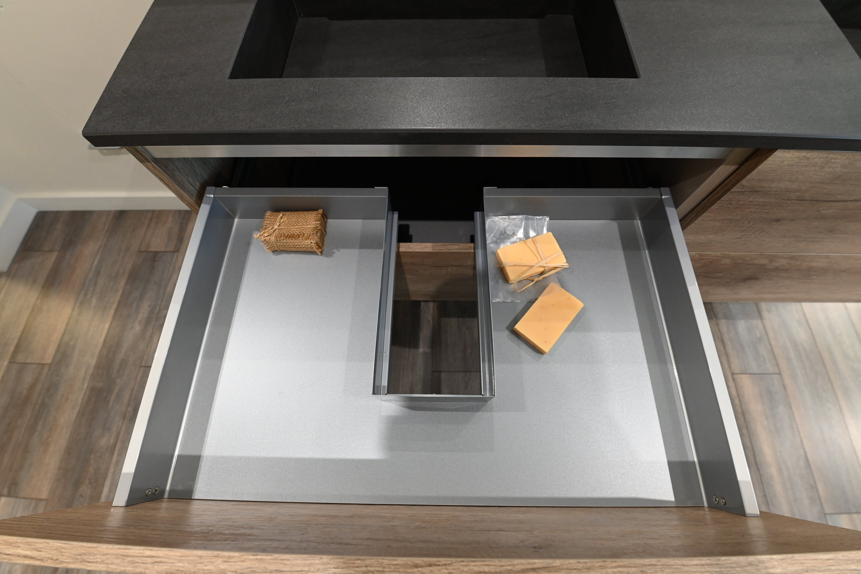 Modern Wood Finish 64" Two Drawer Double Floating Vanity