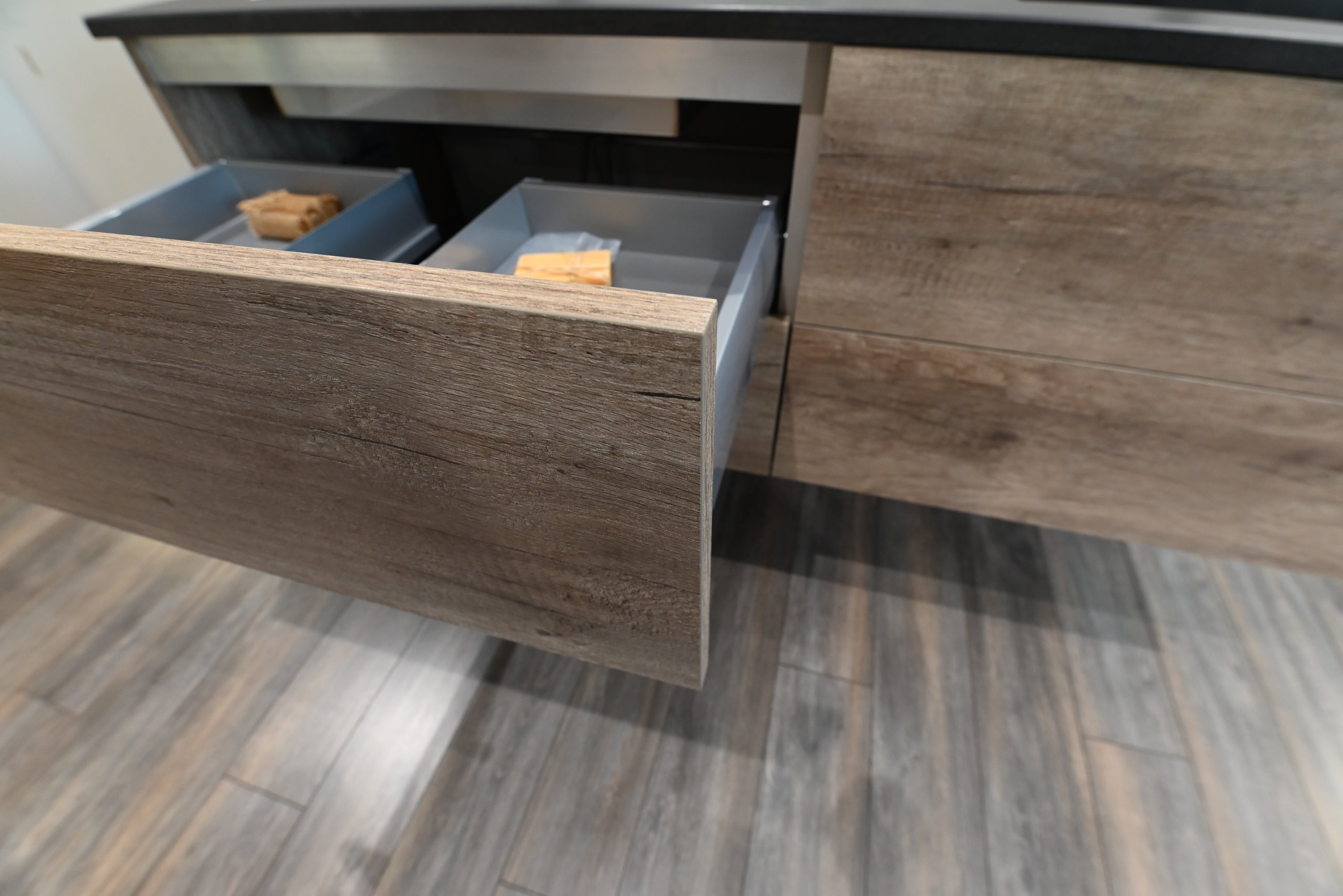 Modern Wood Finish 64" Two Drawer Double Floating Vanity
