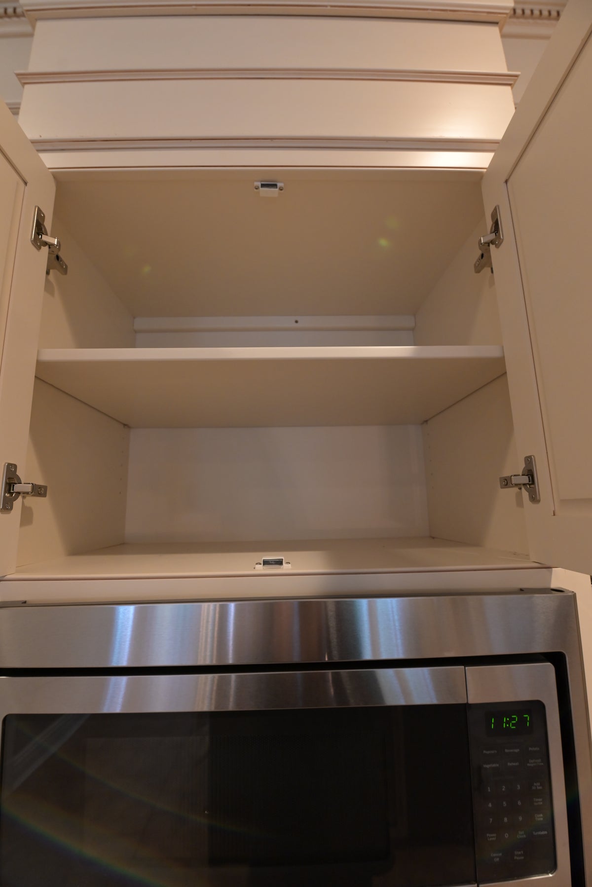 Omega Transitional Linen White Kitchen with Black Island