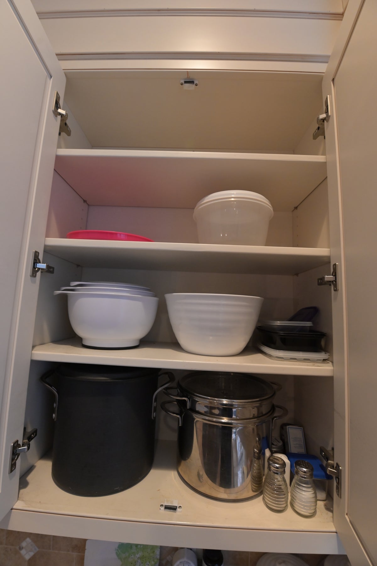 Omega Transitional Linen White Kitchen with Black Island