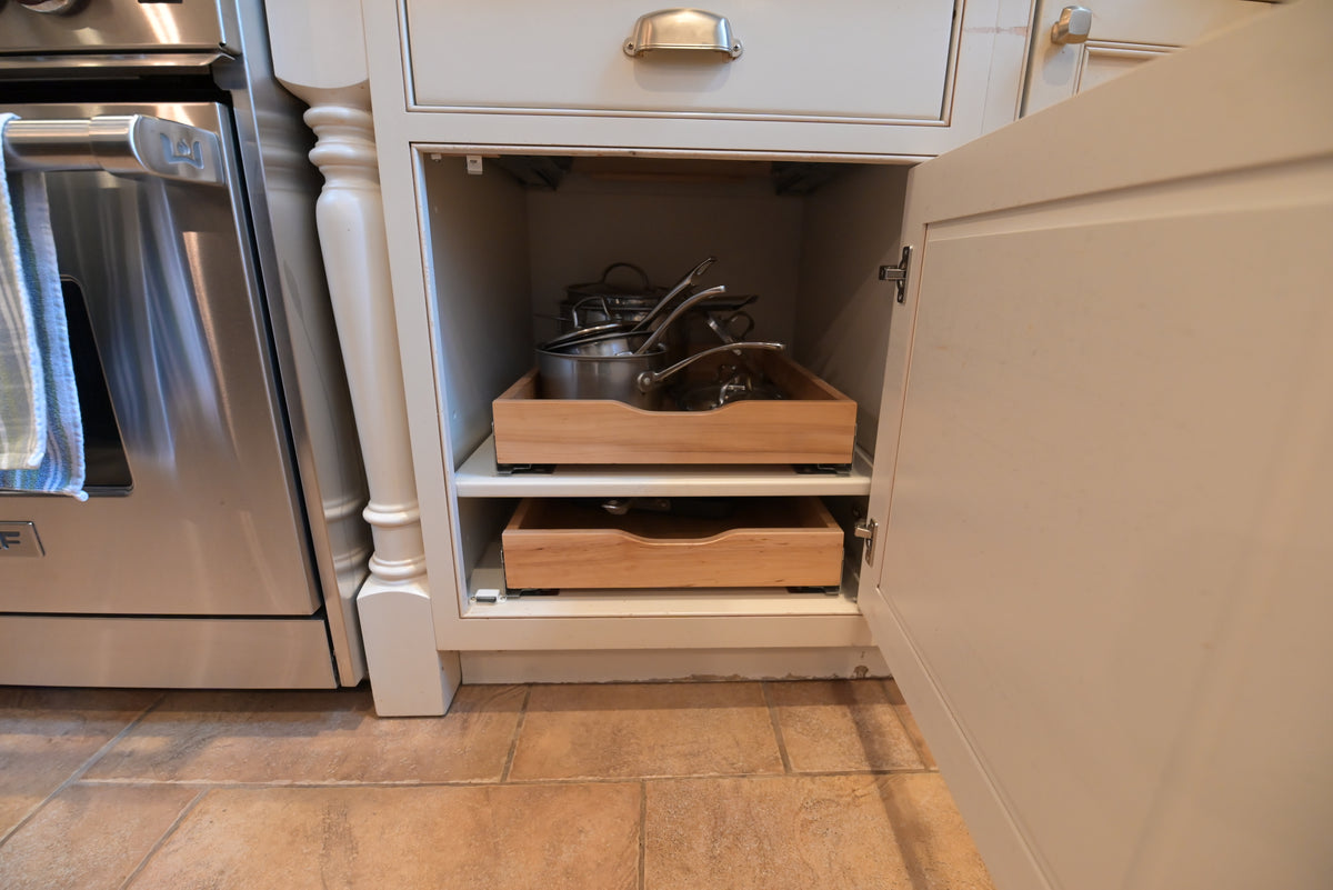 Omega Transitional Linen White Kitchen with Black Island