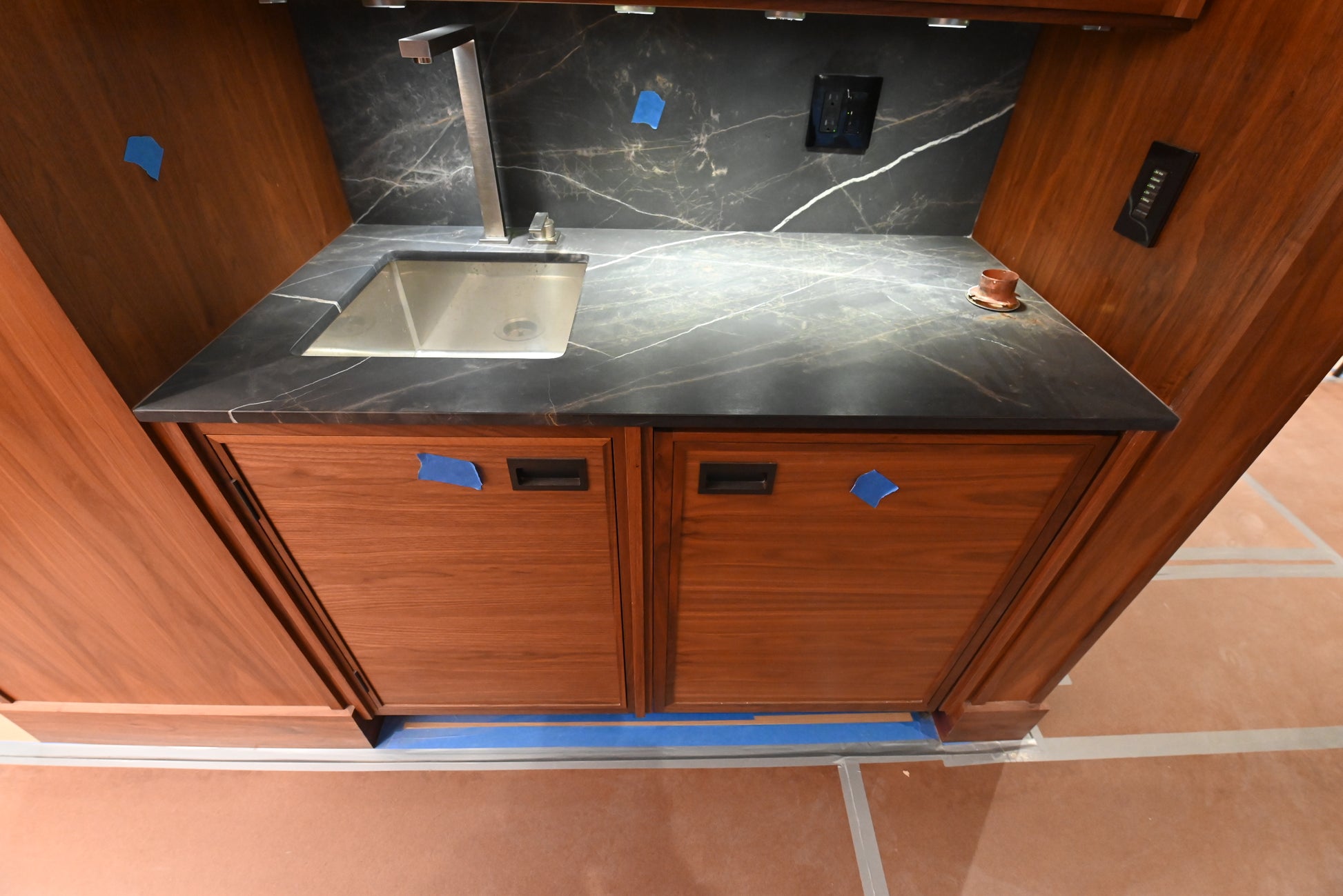 “The Marquee” Luxury Transitional Wet Wine Bar with Sub-Zero Undercounter Refrigerator