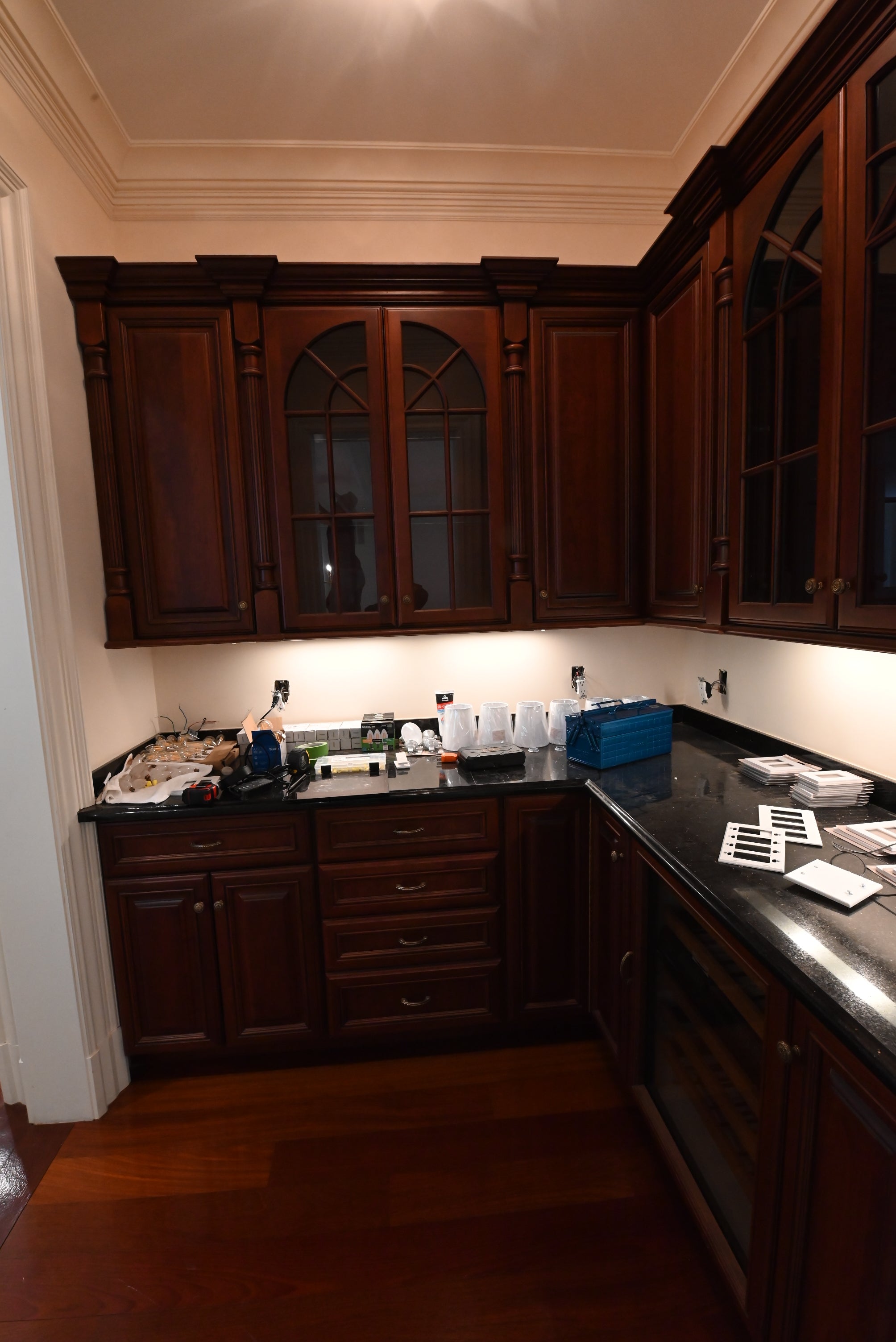 "The Chatsworth" Traditional Mahogany Stained Wood Butler's Pantry
