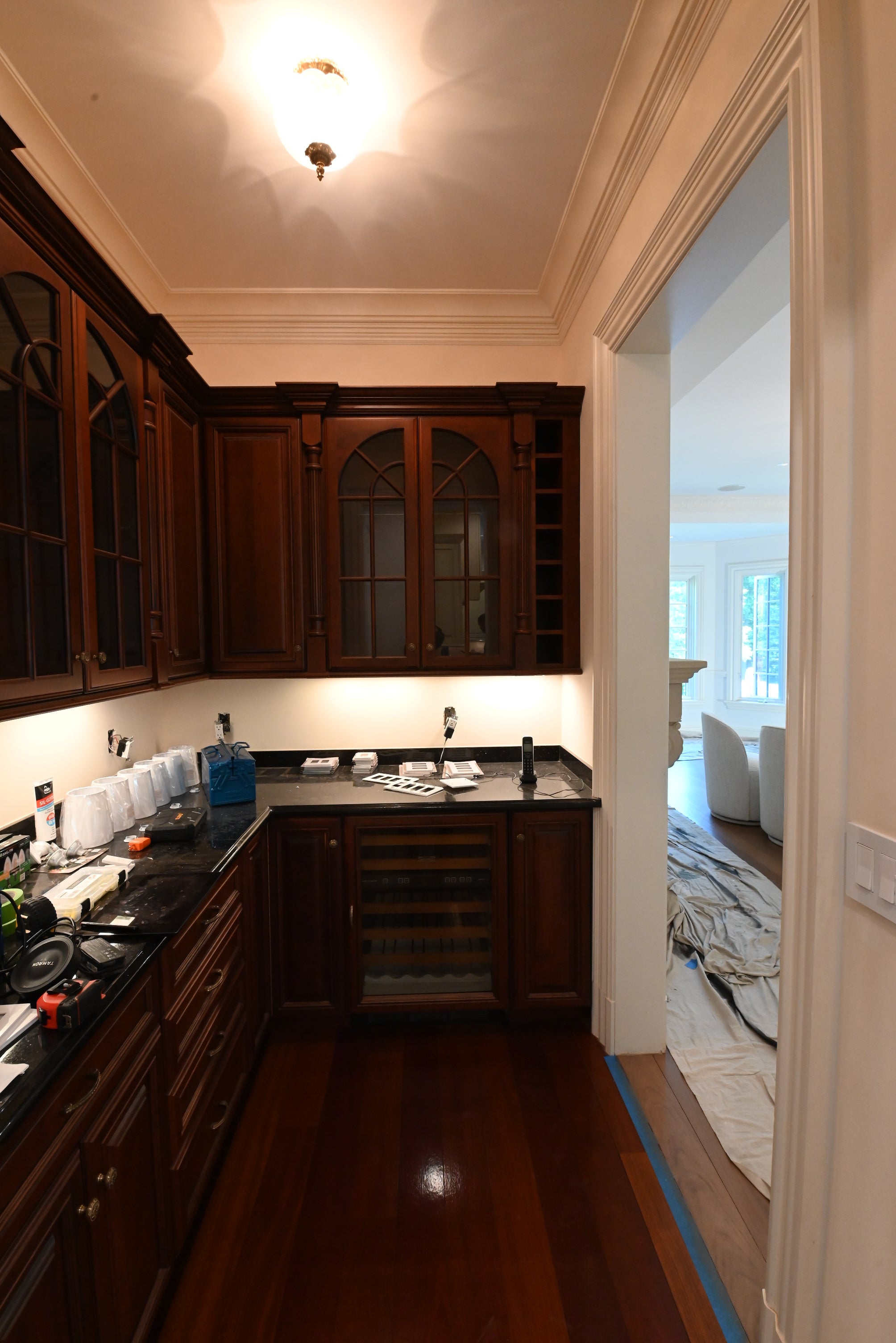 "The Chatsworth" Traditional Mahogany Stained Wood Butler's Pantry