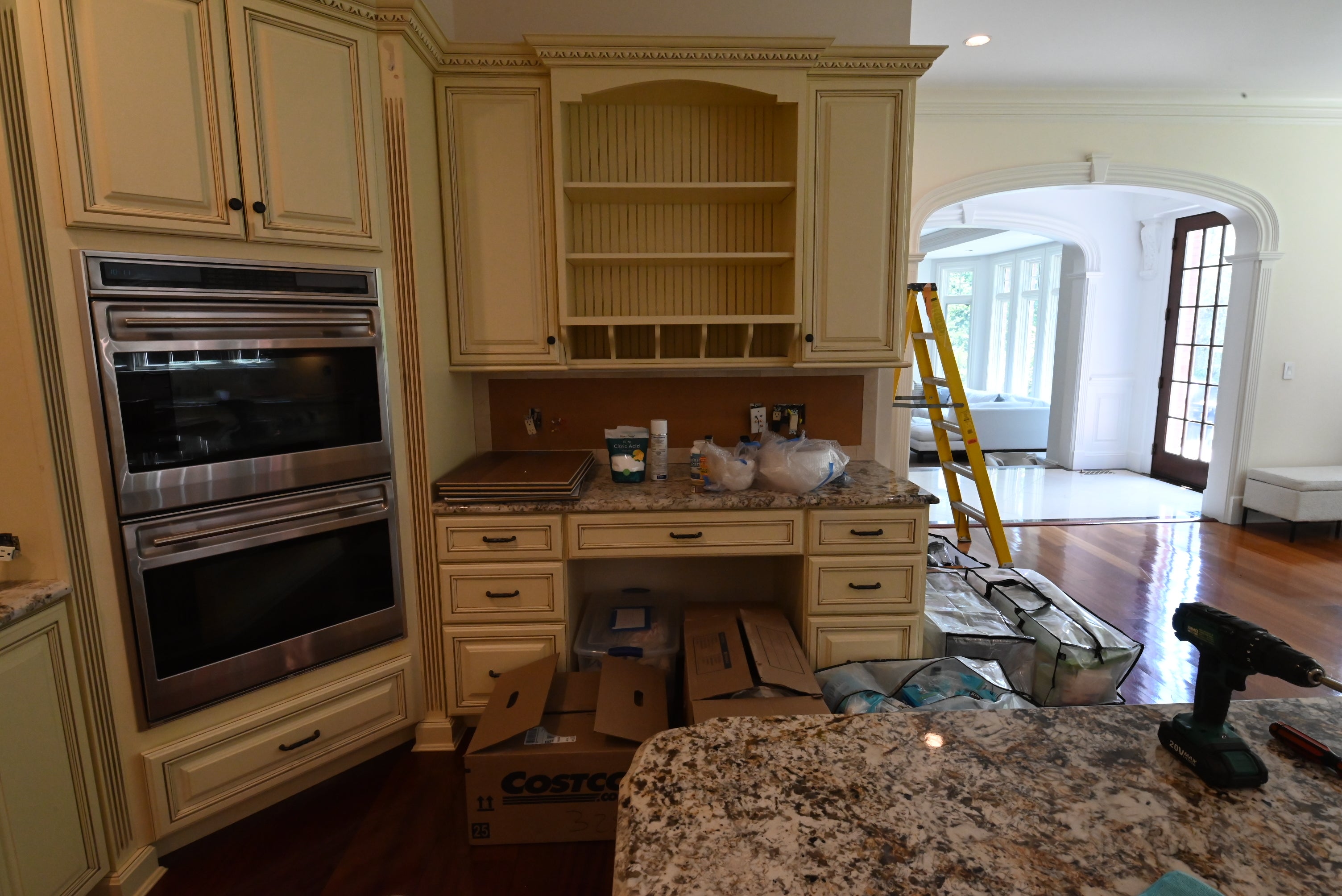 “The Ashbourne” Traditional Muted Cream Kitchen with Island & Desk Area