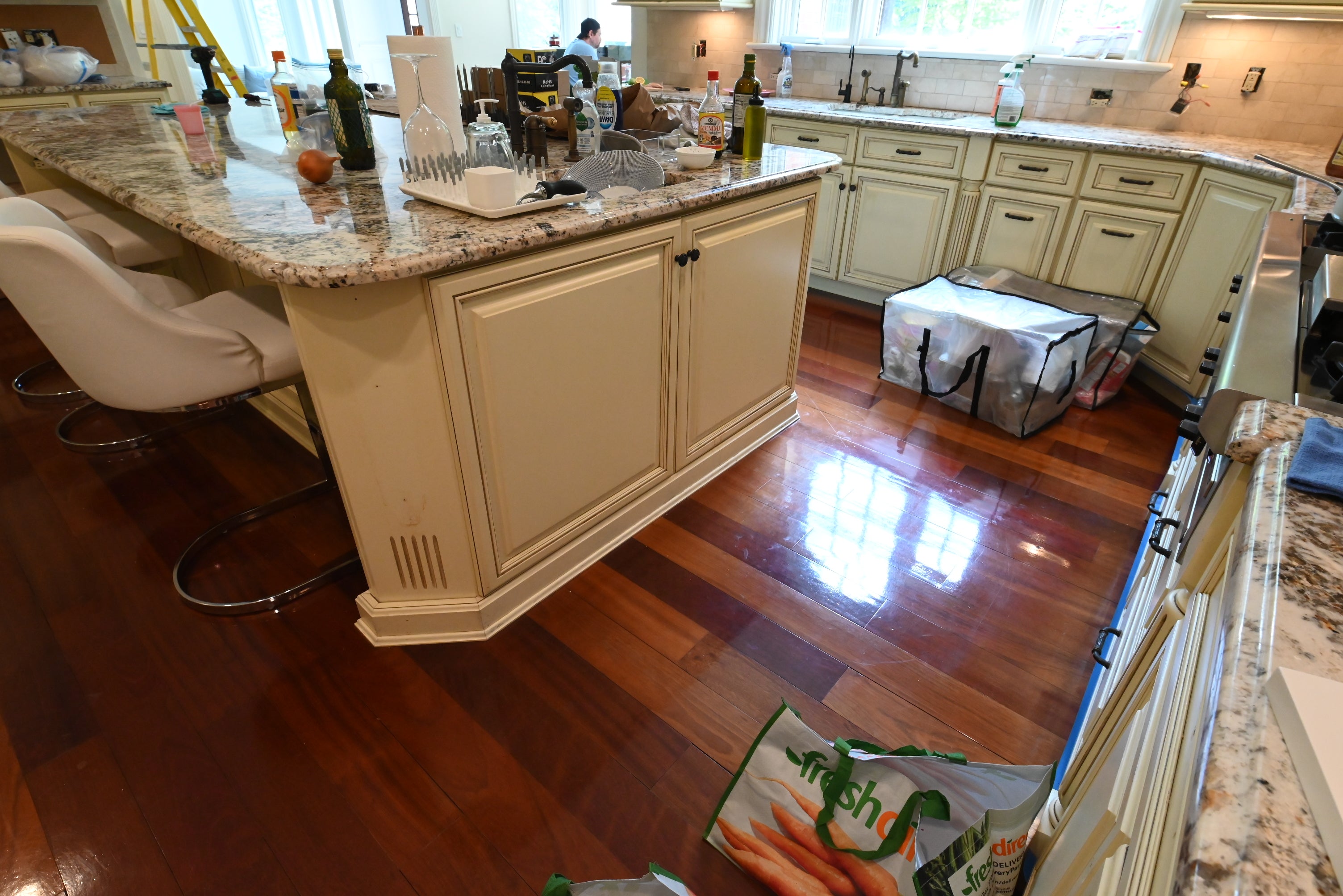 “The Ashbourne” Traditional Muted Cream Kitchen with Island & Desk Area